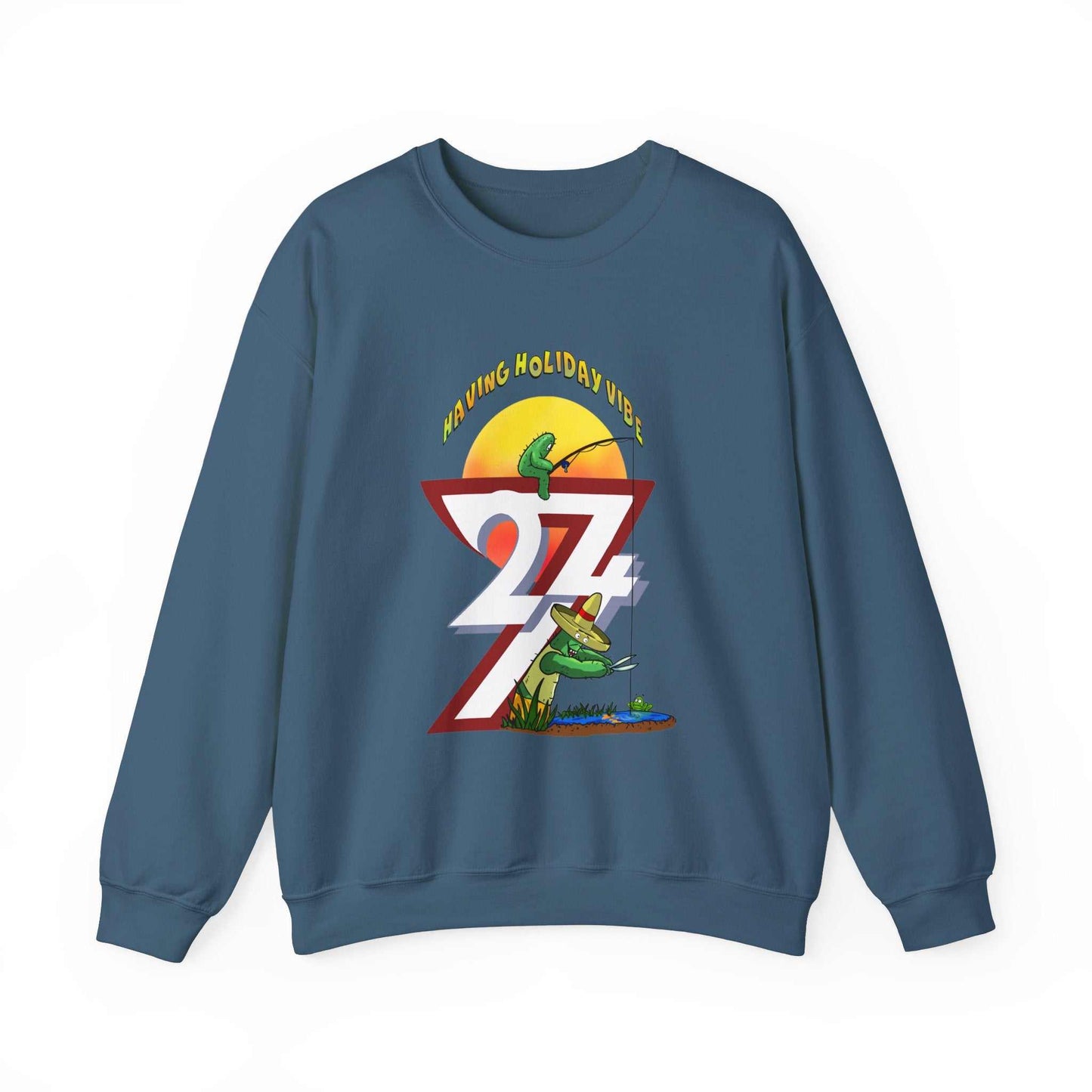 Unique Design Leonando and Littleando Fishing Heavy Blend™ Crewneck Sweatshirt indigo blue