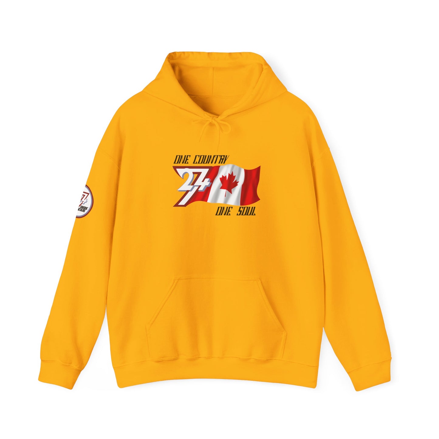 Unique Design 24/7 Canada Flag Printed Unisex custom Hoodie gold