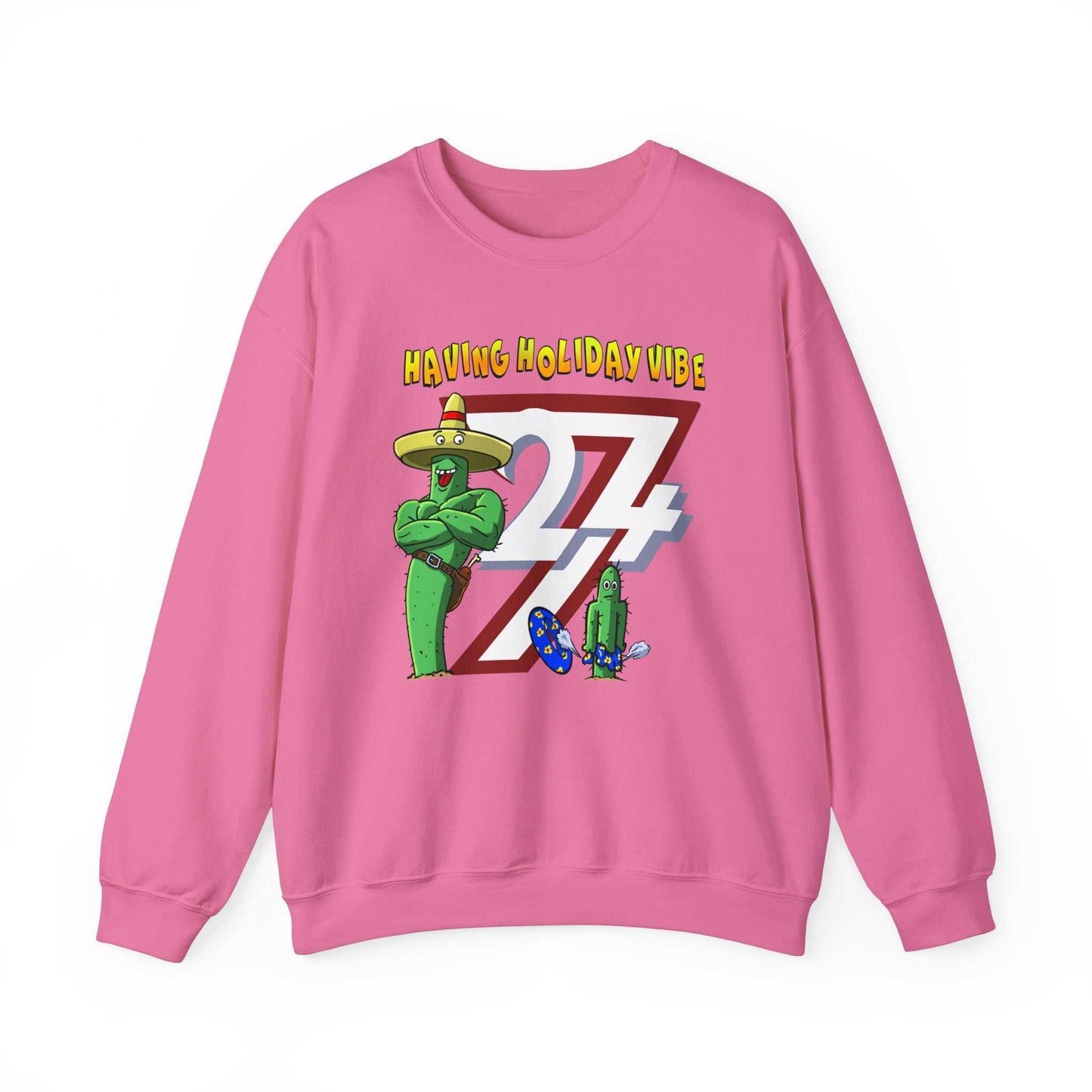 Unique Design Leonando Holiday Vibe Heavy Blend™ Crewneck Sweatshirt safety pink