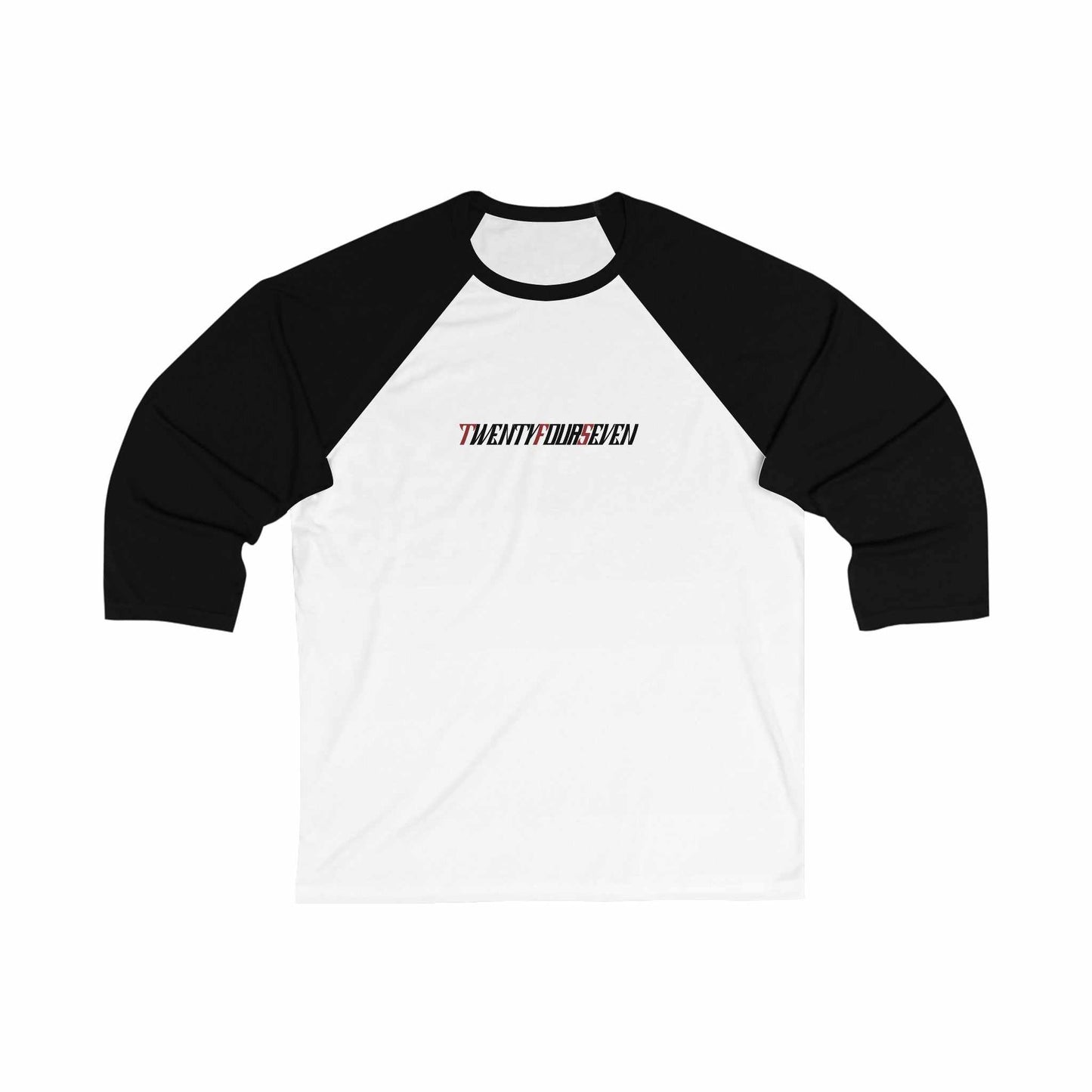 Unique Design TwentyFourSeven Unisex 3\4 Sleeve Baseball Tee white-black