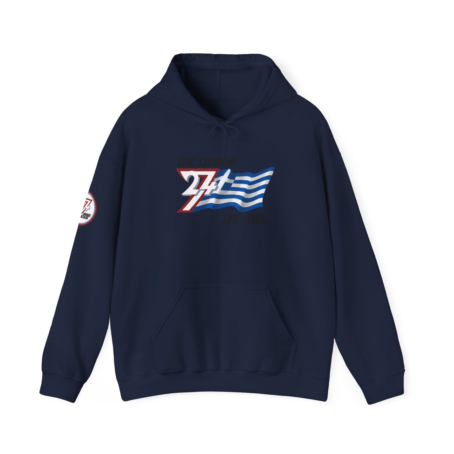 Unique Design 24/7 Greece Flag Printed Unisex custom Hoodie navy