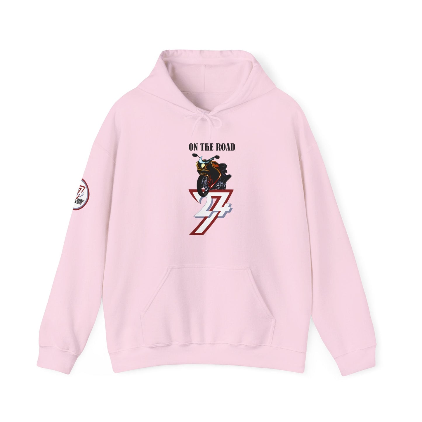 Unique Design On The Road Bike Hoodie light pink