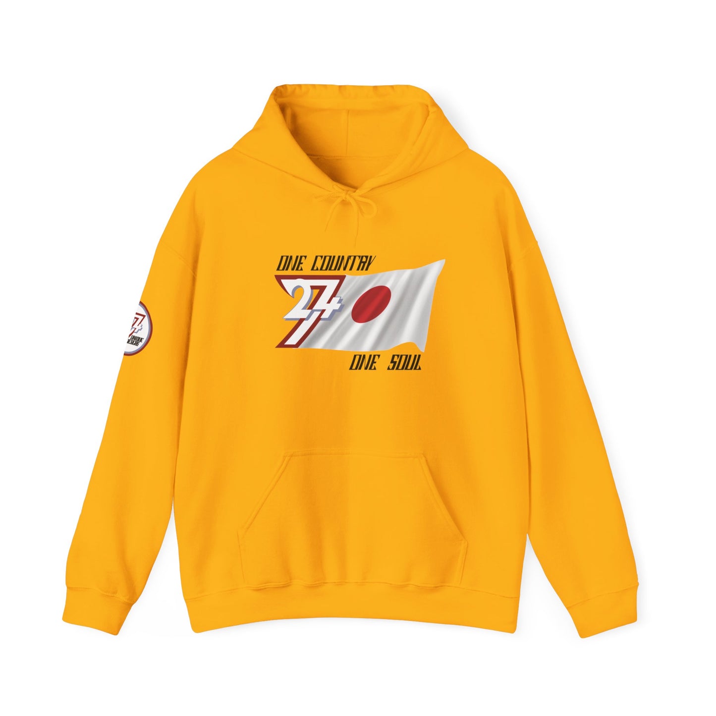 Unique Design 24/7 Japan Flag Printed Unisex custom Hoodie gold