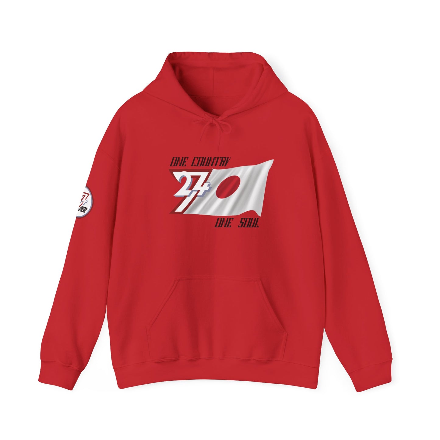 Unique Design 24/7 Japan Flag Printed Unisex custom Hoodie red