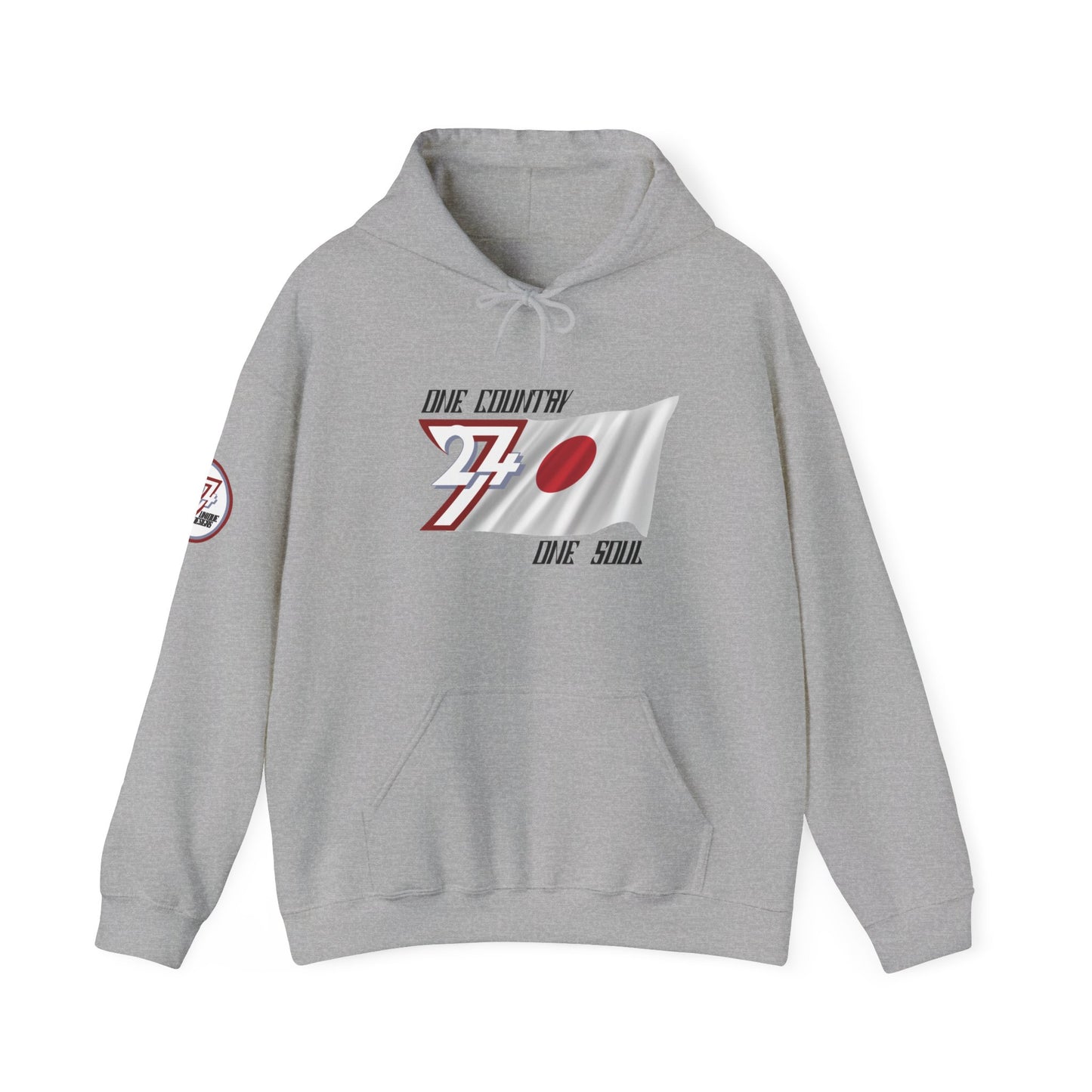 Unique Design 24/7 Japan Flag Printed Unisex custom Hoodie sport grey