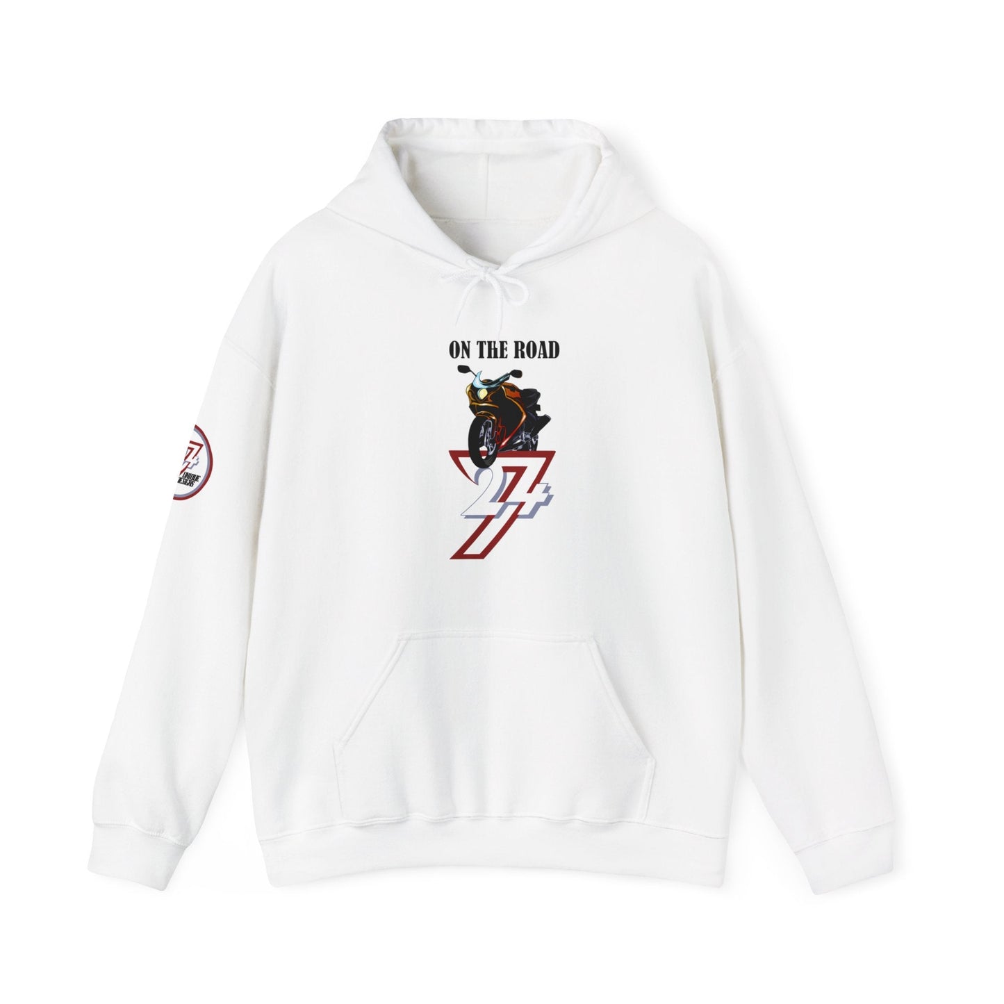 Unique Design On The Road Bike Hoodie white