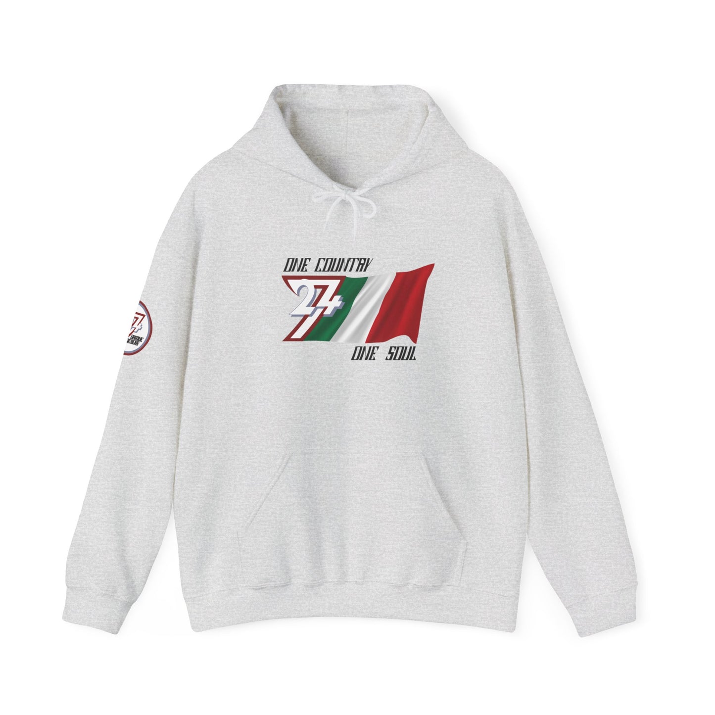 Unique Design 24/7 Italy Flag Printed Unisex custom Hoodie ash