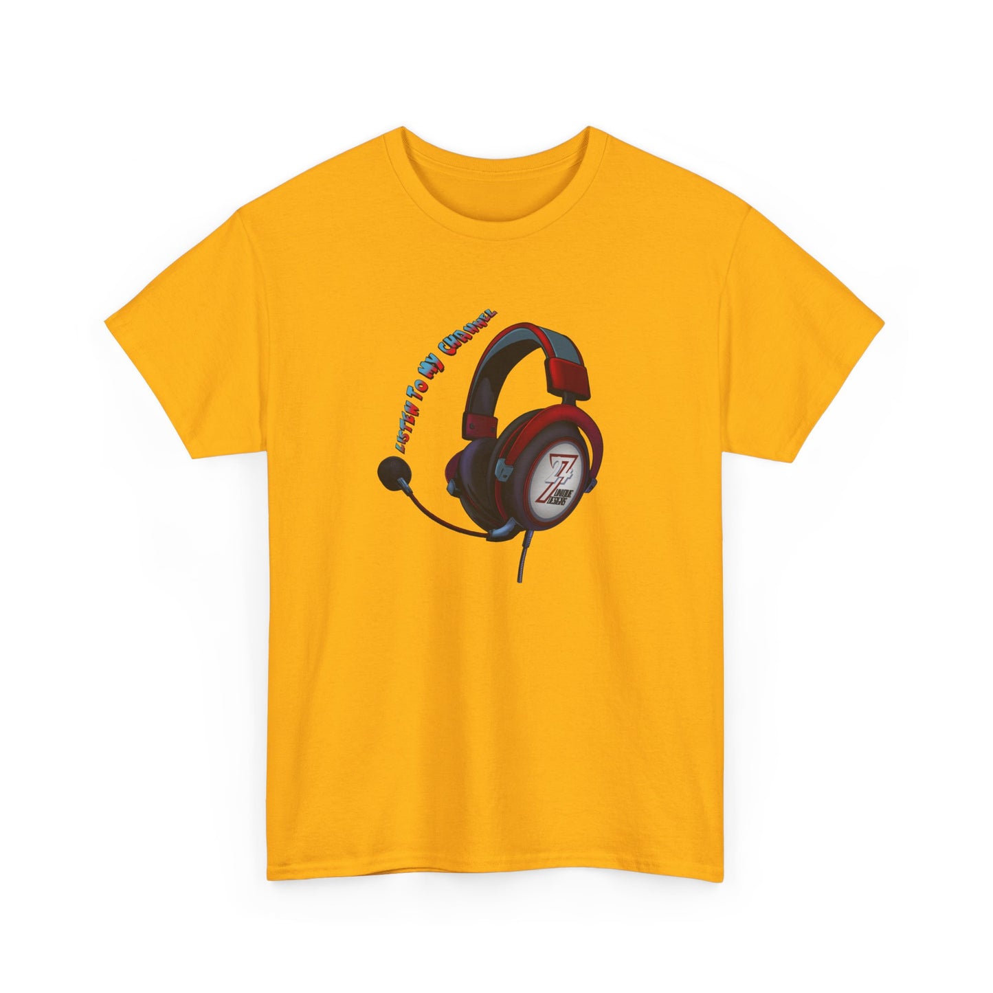 Unique Design 24/7 Headset Illustrated T-shirt Gold