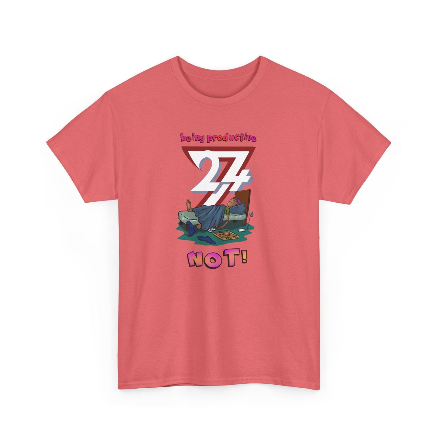 Unique Design "Productive Teen" printed unisex T-shirt coral slik