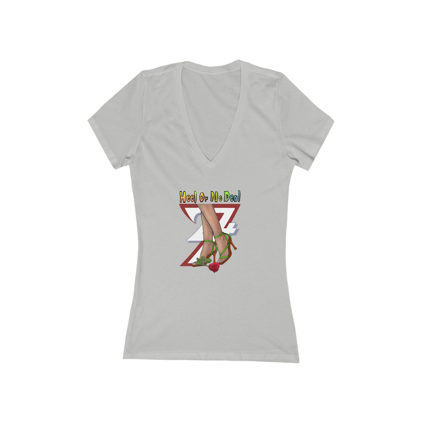 V-Neck T-shirt: Heel or No Deal Women's Tee by 24/7 Unique Designs light heather