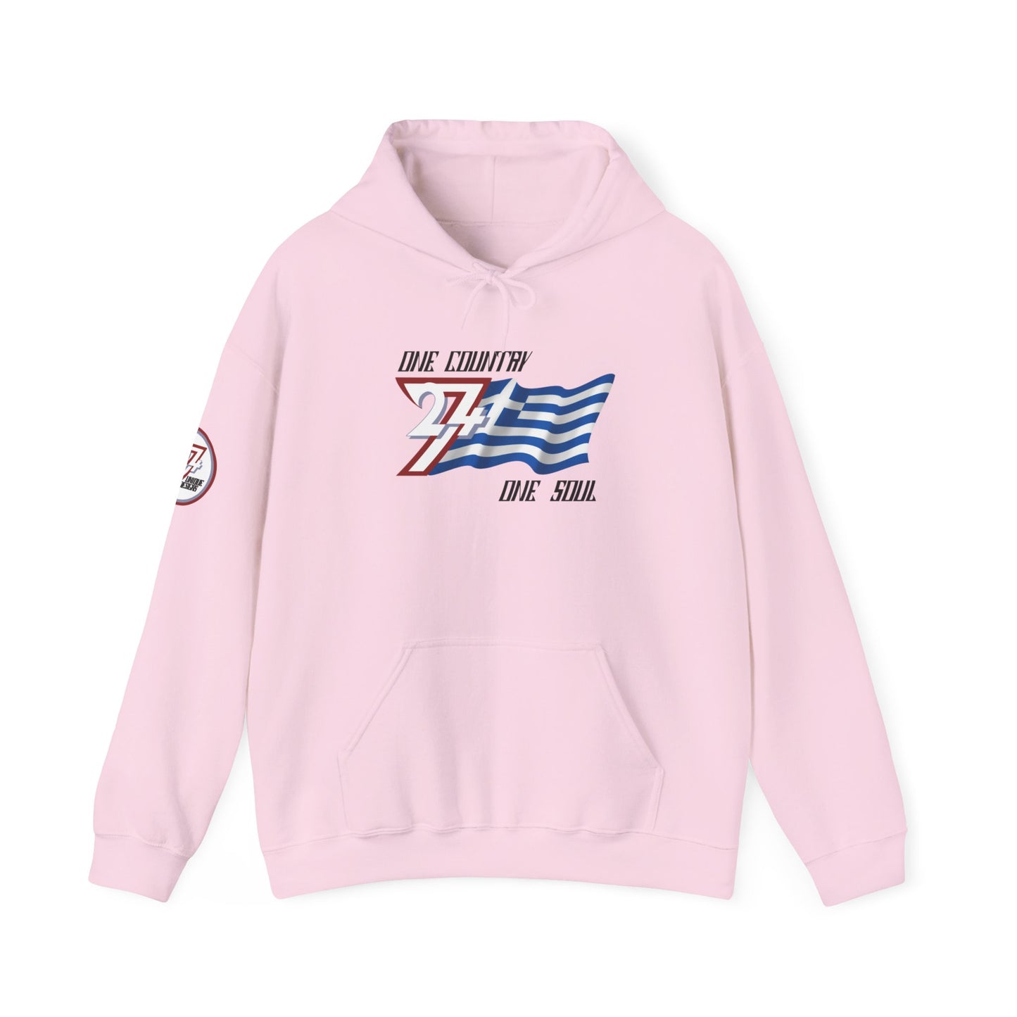 Unique Design 24/7 Greece Flag Printed Unisex custom Hoodie light pink