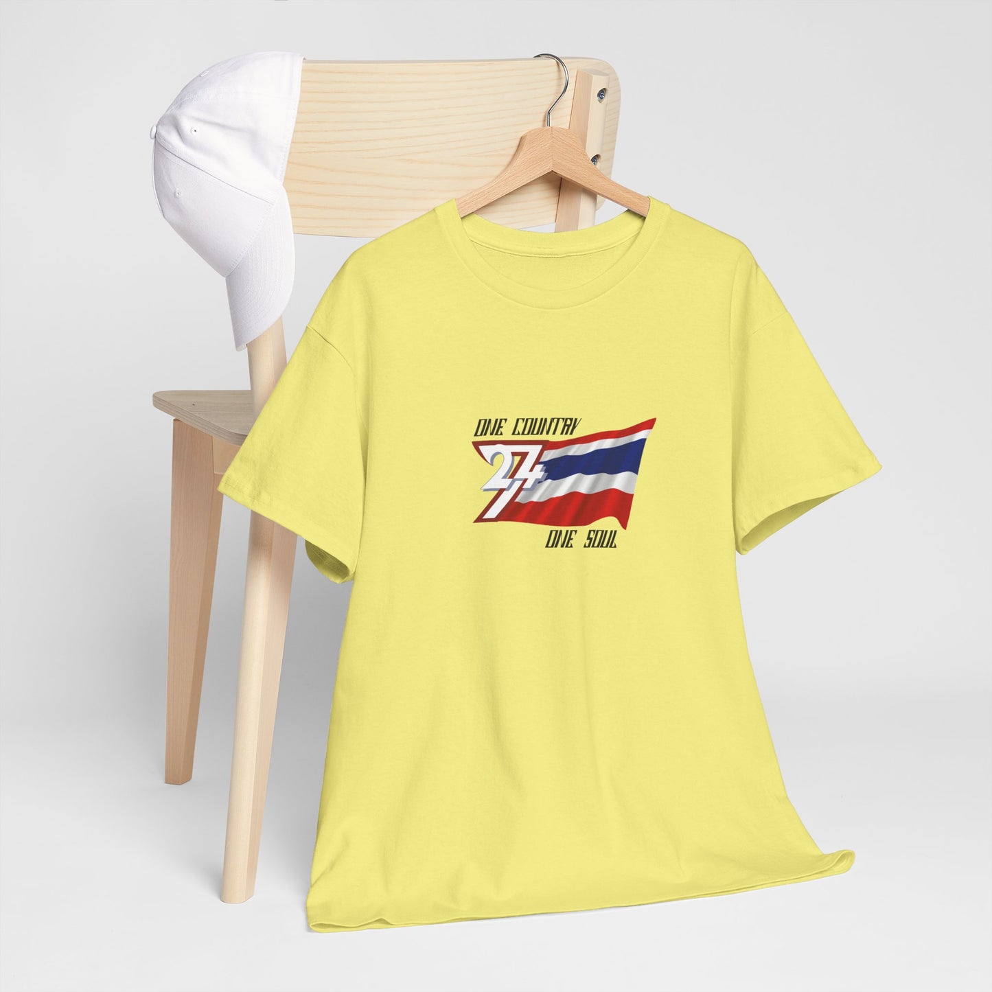 Unique Design 24/7 Thailand Flag Printed Unisex custom T-shirt corn silk