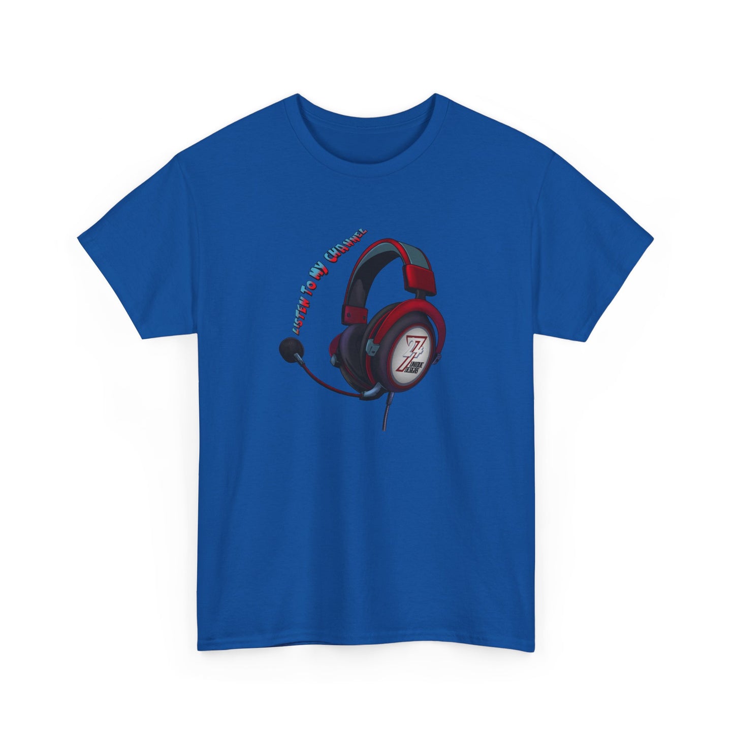 Unique Design 24/7 Headset Illustrated custom T-shirt Royal Blue