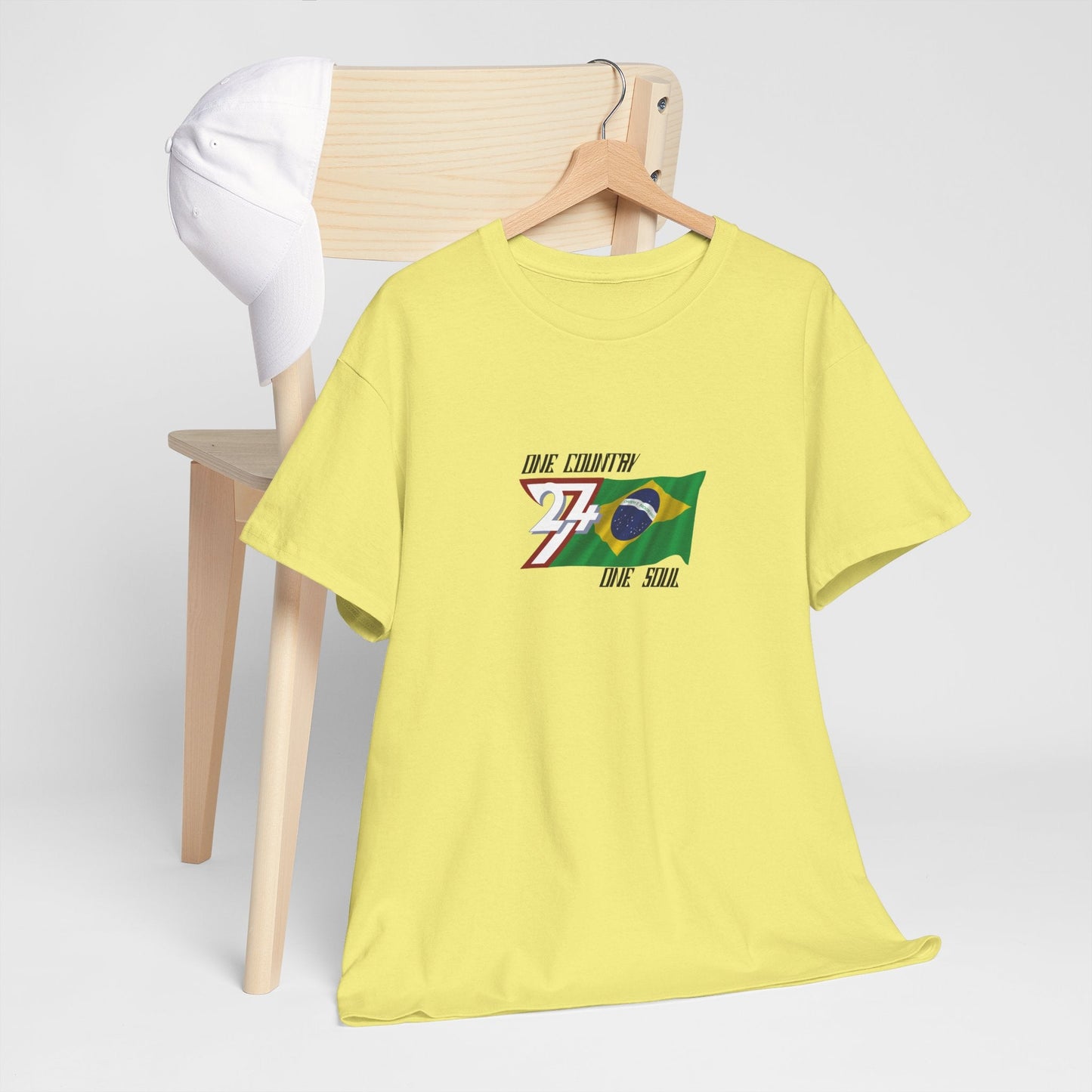 Unique Design Brazil Flag Printed custom T-shirt corn silk