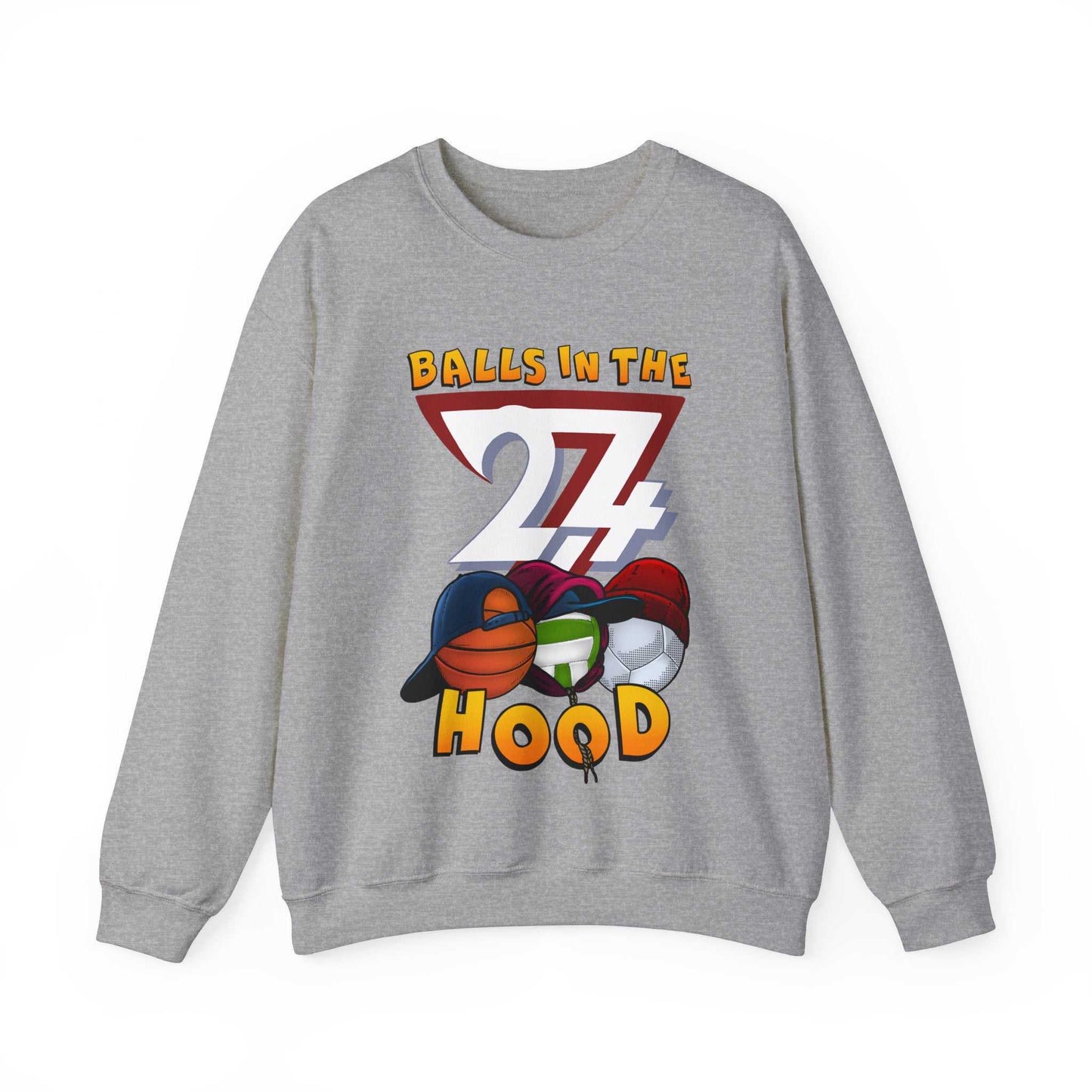 Unique Design Balls In The Hood Heavy Blend™ Crewneck Sweatshirt sports grey