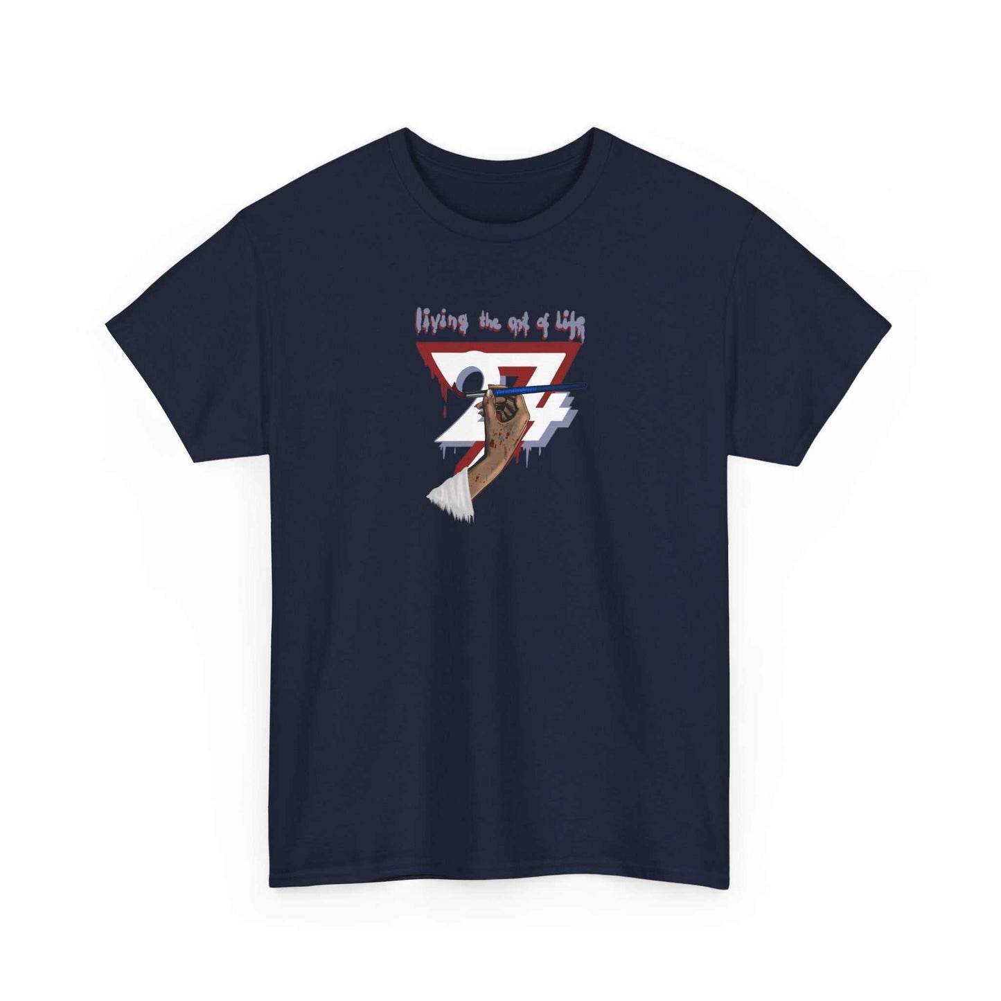 Unique Design Art of Life graphics t-shirt navy