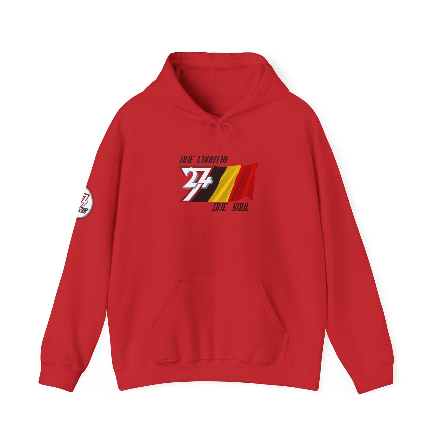 Unique Design 24/7 Belgium Flag Printed Unisex custom Hoodie red