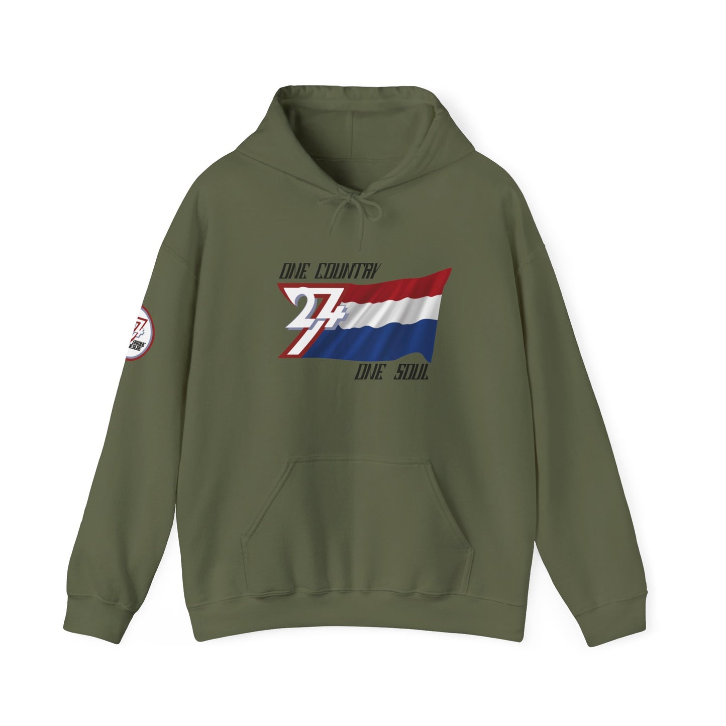 Unique Design 24/7 Netherlands Flag Printed Unisex custom Hoodie military green