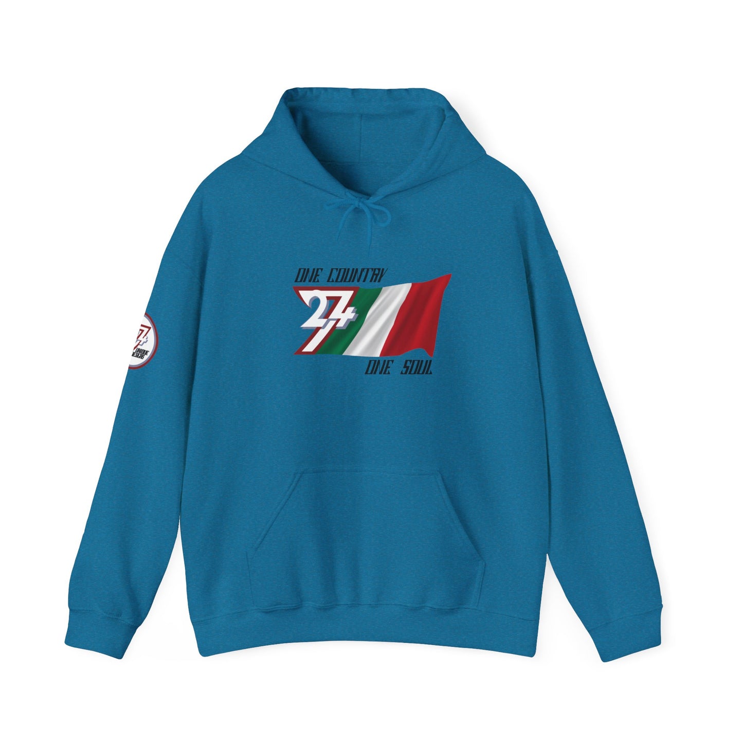 Unique Design 24/7 Italy Flag Printed Unisex custom Hoodie dark saphire