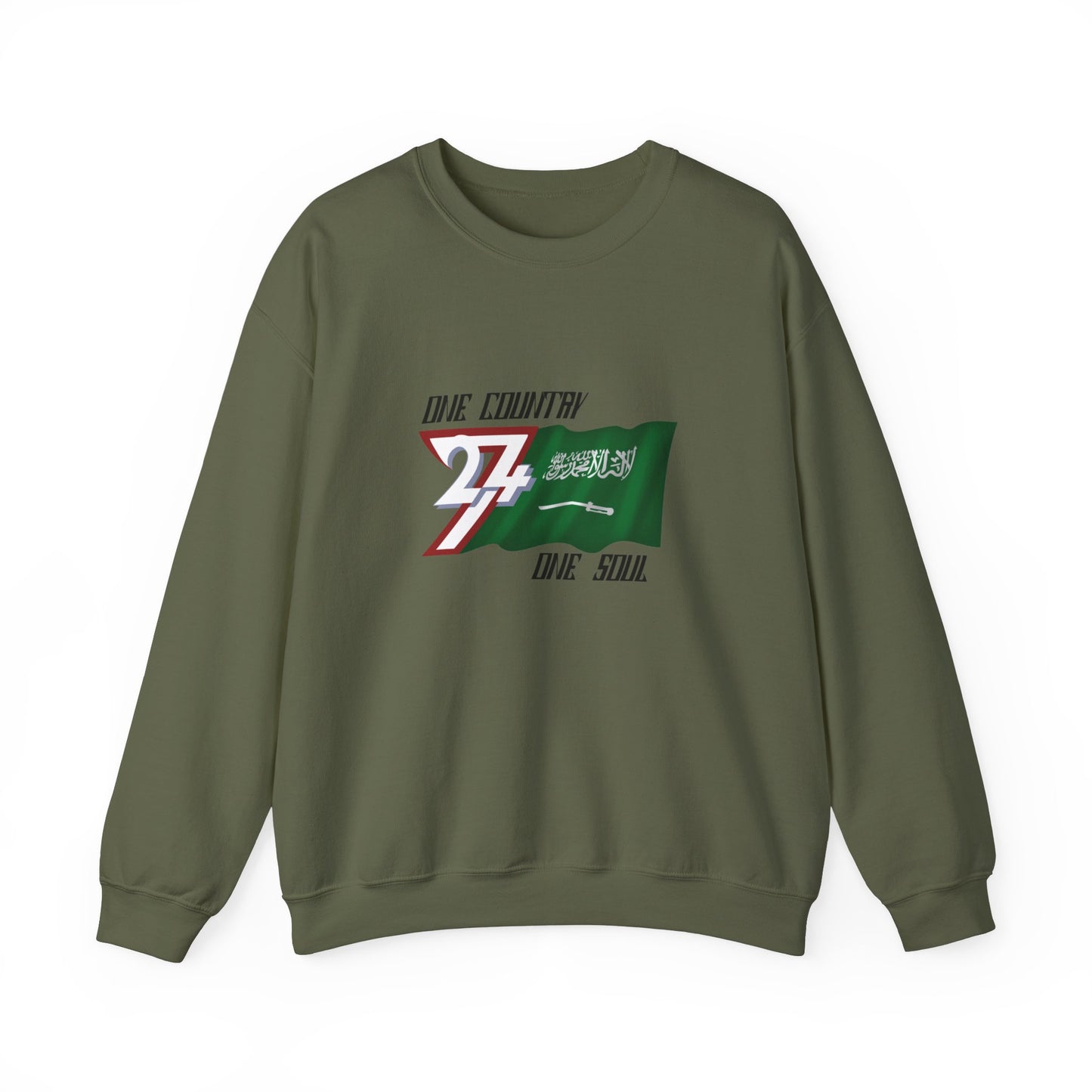 Unique Design 24/7 Saudi Arabia Flag sweatshirt military green