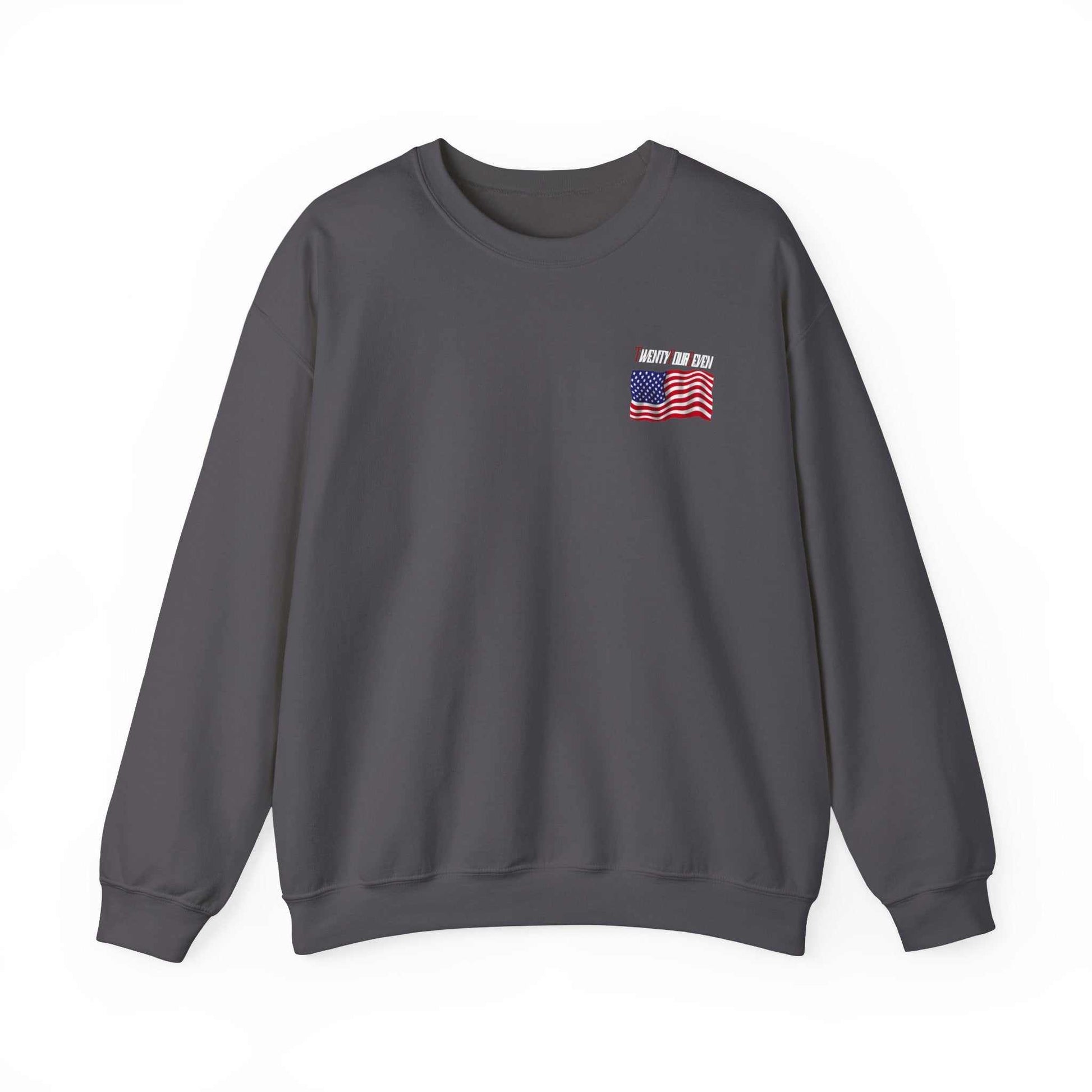 Unique Design TwentyFourSeven American Flag Logo Heavy Blend™ Crewneck Sweatshirt charcoal