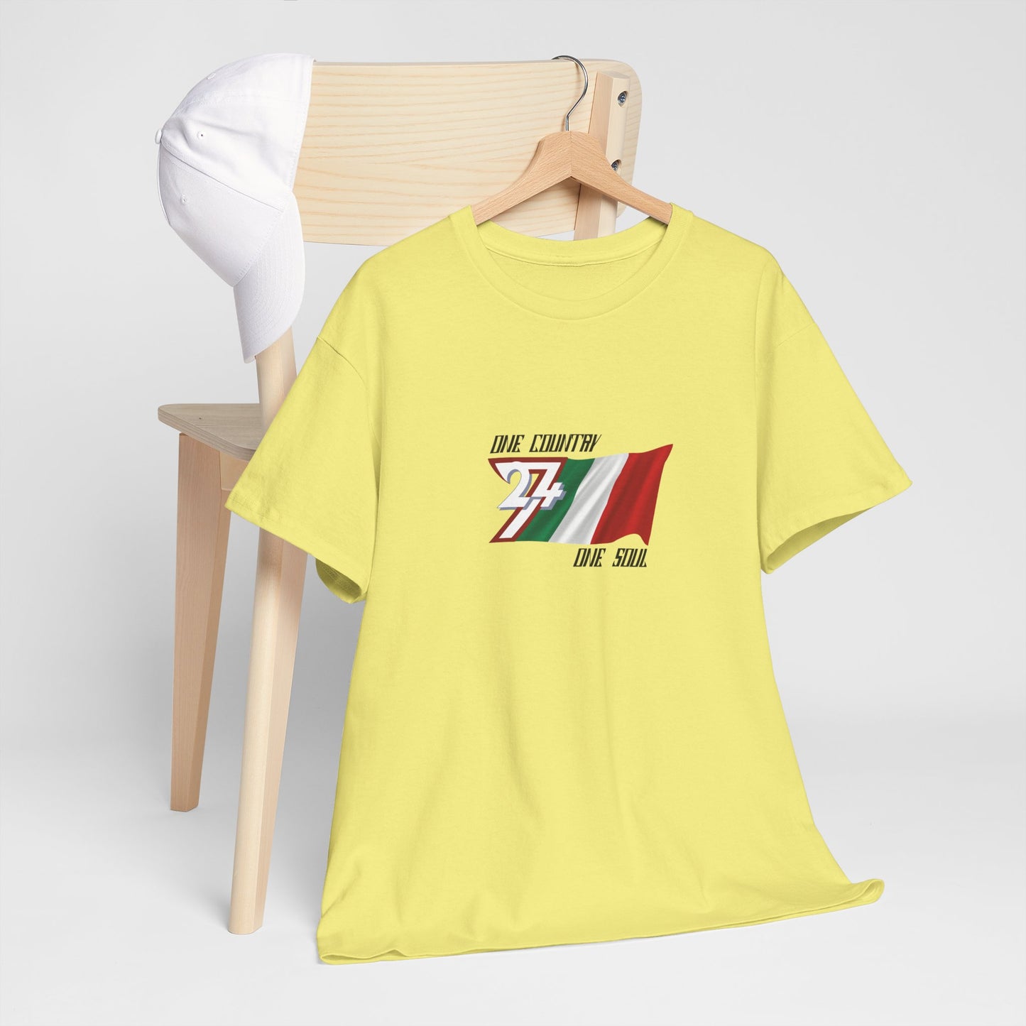 Unique Design 24/7 Italy Flag Printed Unisex custom T-shirt corn silk