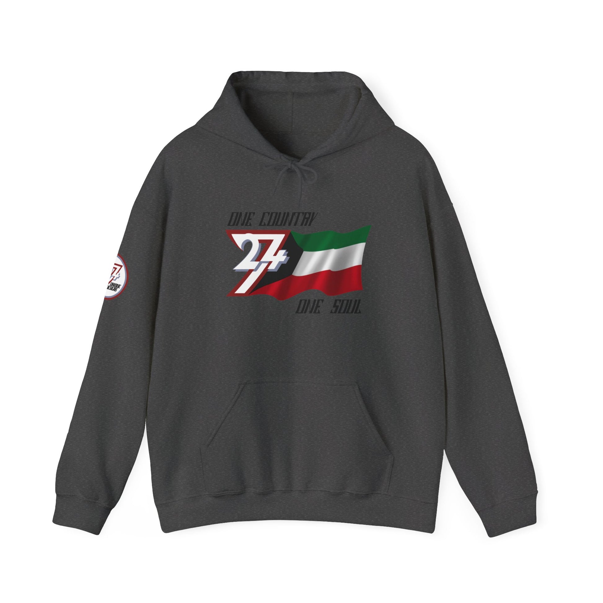 Unique Design 24/7 Kuwait Flag Printed Unisex custom Hoodie dark heather