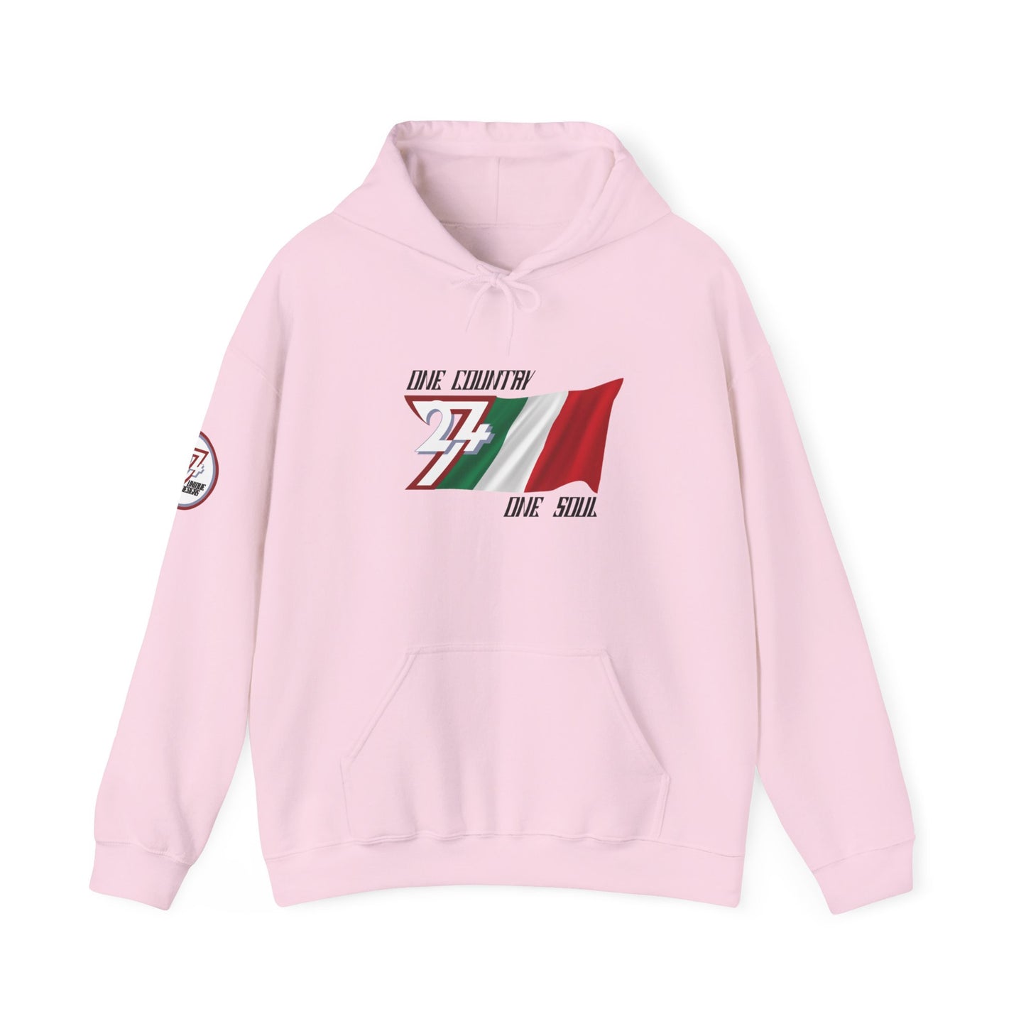 Unique Design 24/7 Italy Flag Printed Unisex custom Hoodie light pink