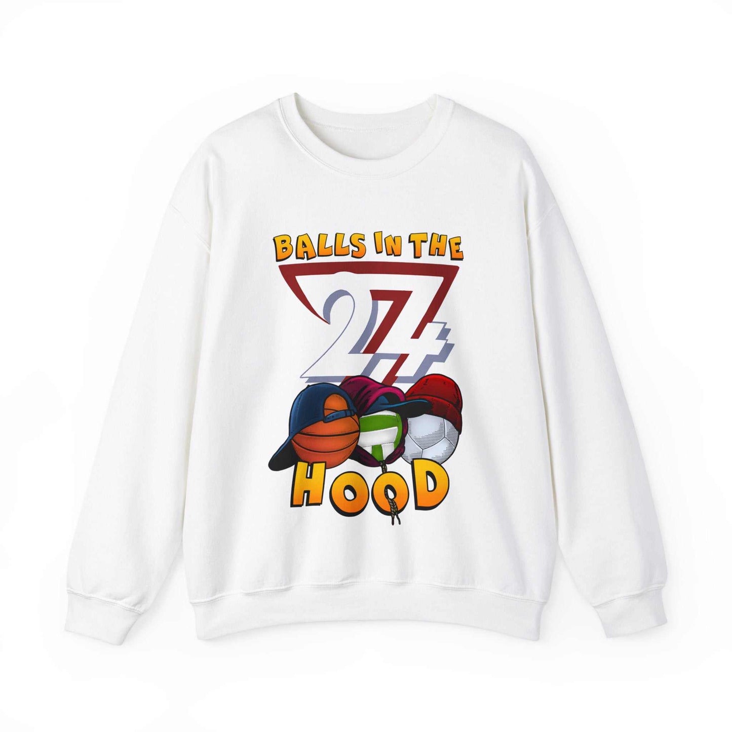 Unique Design Balls In The Hood Heavy Blend™ Crewneck Sweatshirt white