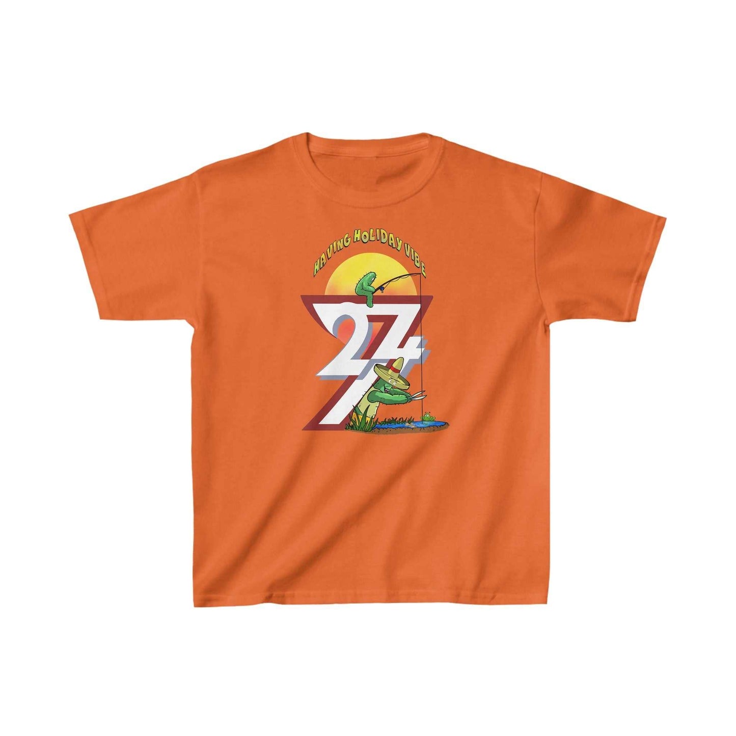 Unique Design Kids fishing  T-shirt Leonando Fishing orange