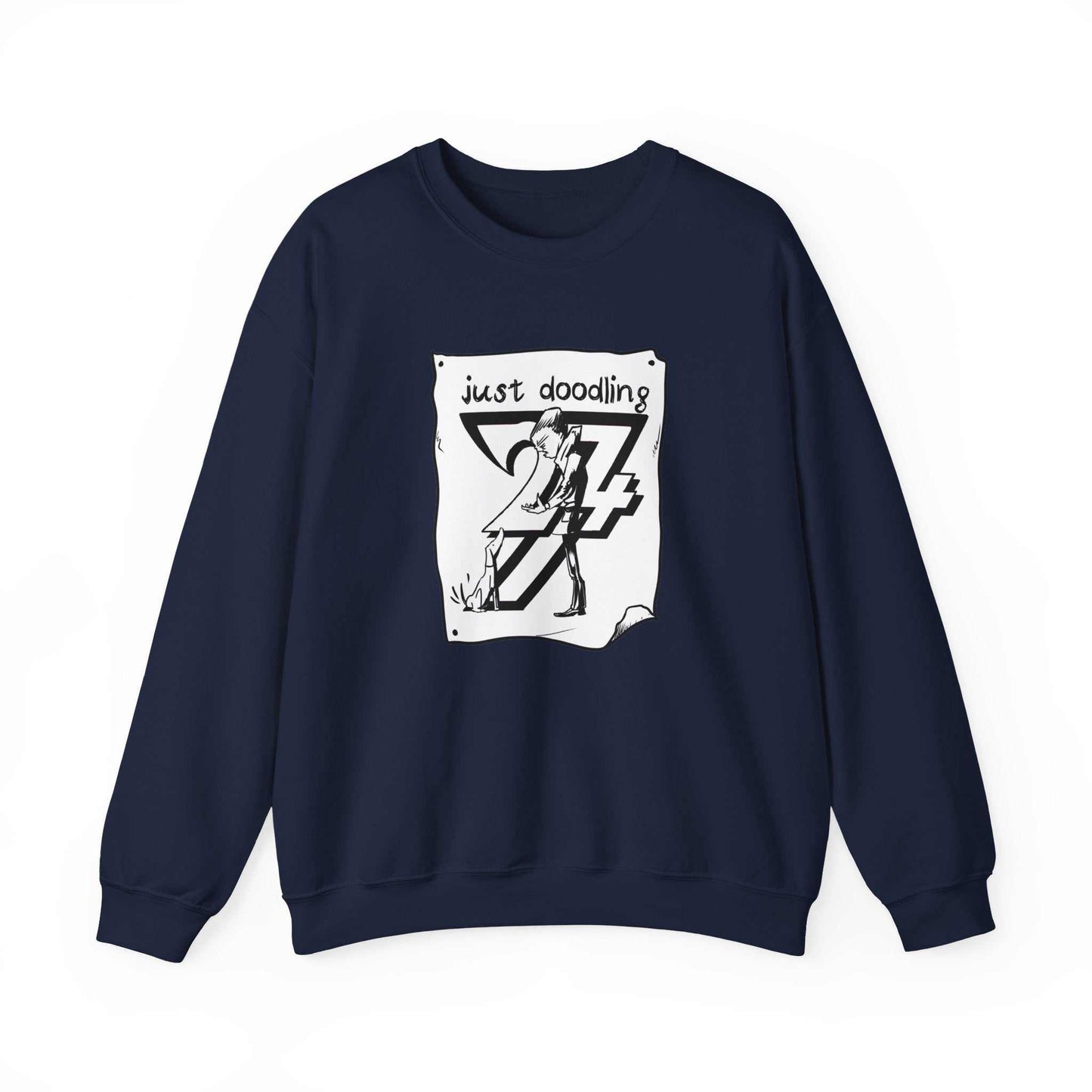 Unique Design Just Doodling Dog Owner Heavy Blend™ Crewneck Sweatshirt navy