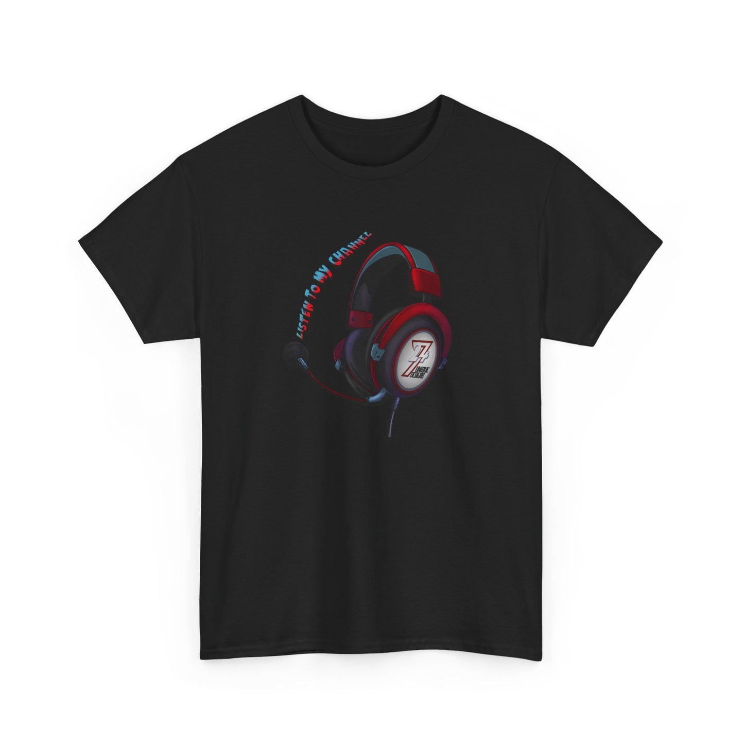 Unique Design 24/7 Headset Illustrated T-shirt Black