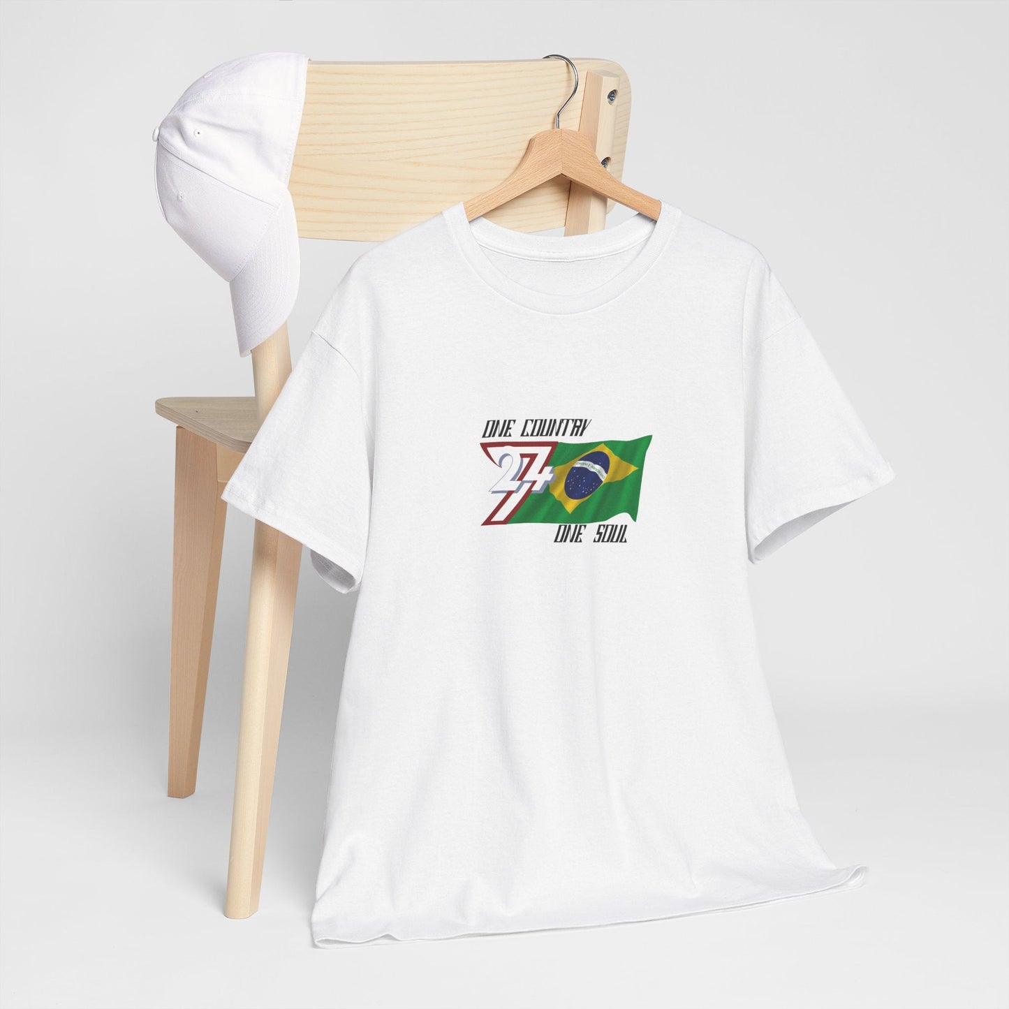 Unique Design Brazil Flag Printed custom T-shirt white