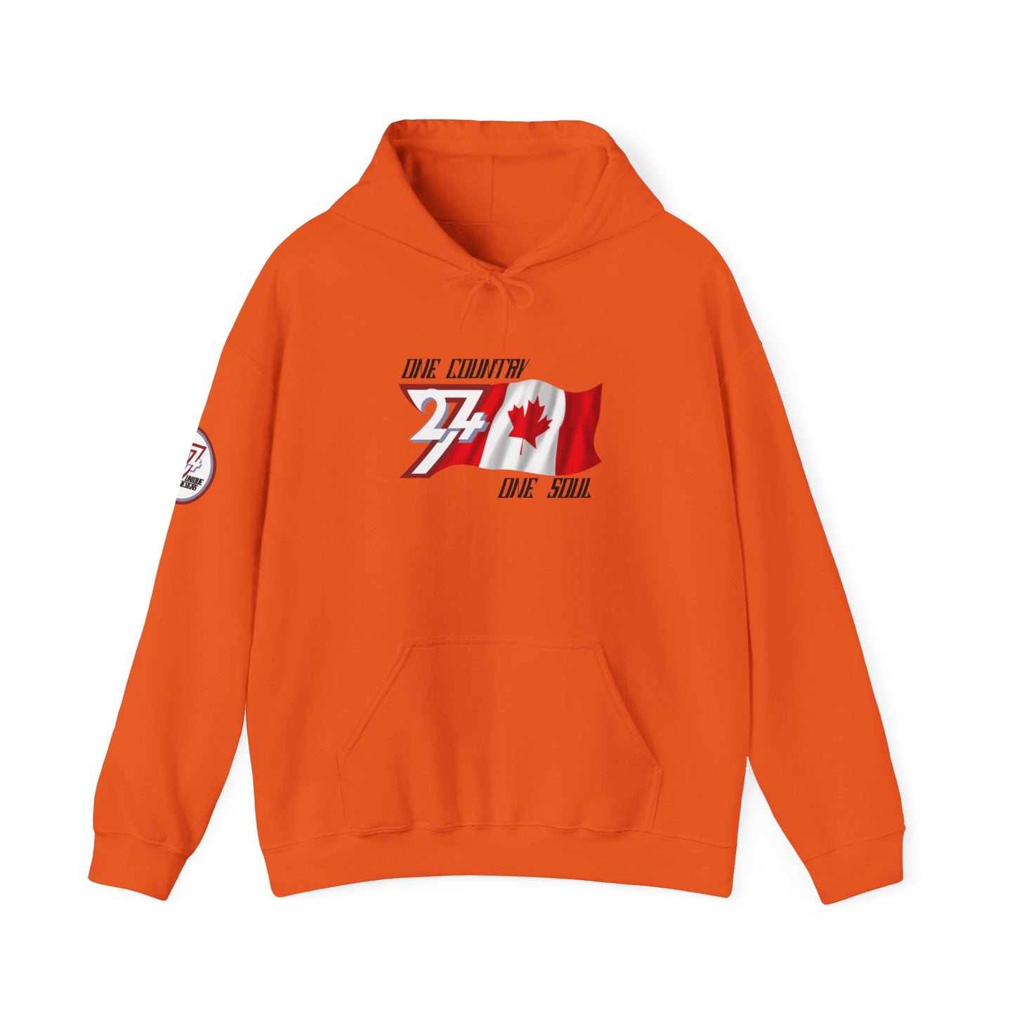 Unique Design 24/7 Canada Flag Printed Unisex custom Hoodie orange