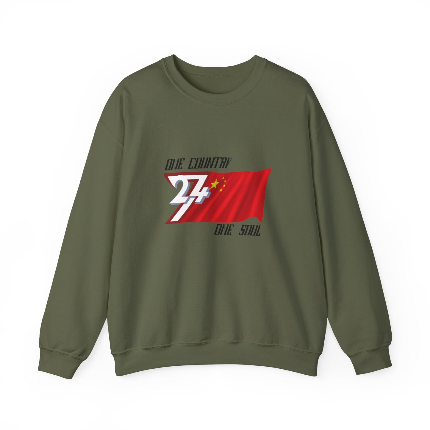 Unique Design China Flag sweatshirt military green