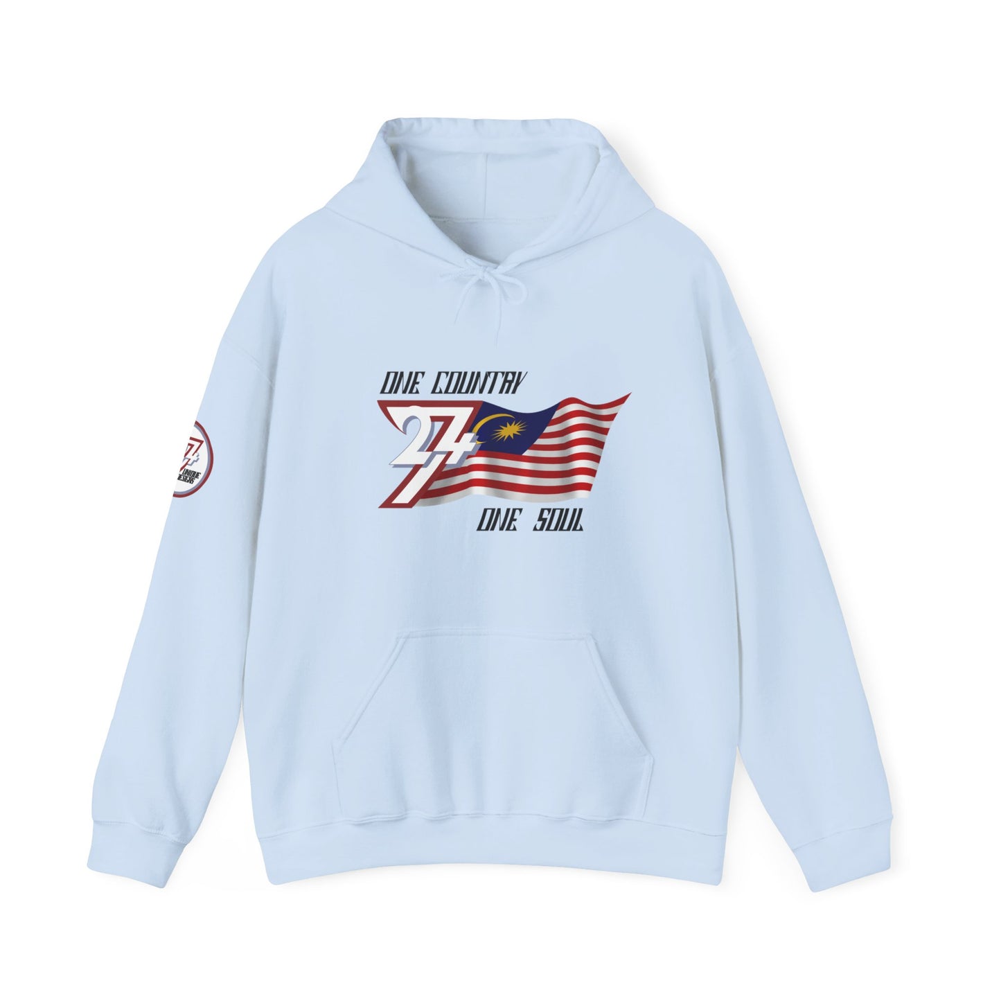 Unique Design 24/7 Malaysia Flag Printed Unisex custom Hoodie light blue