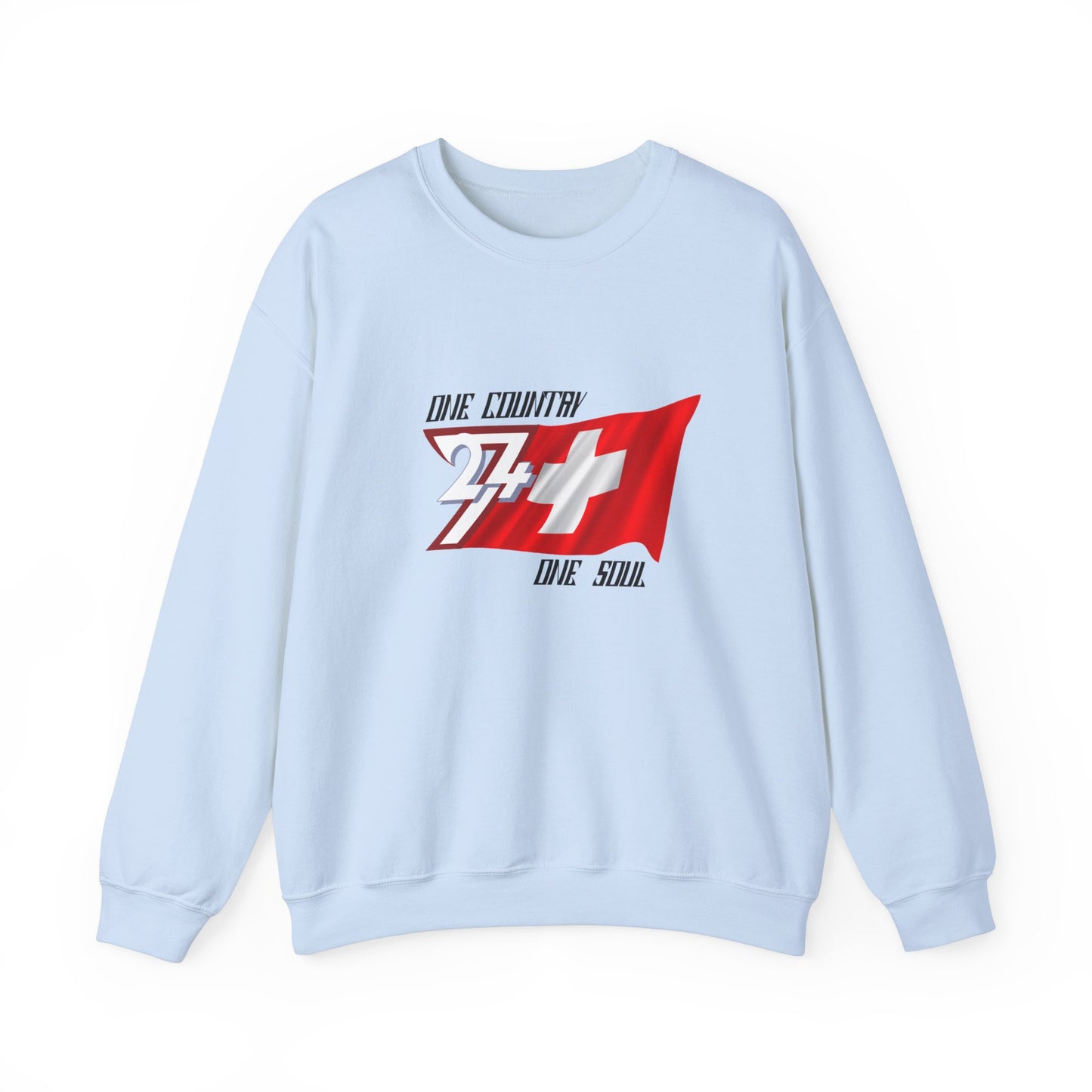 Unique Design Switzerland Flag sweatshirt light blue