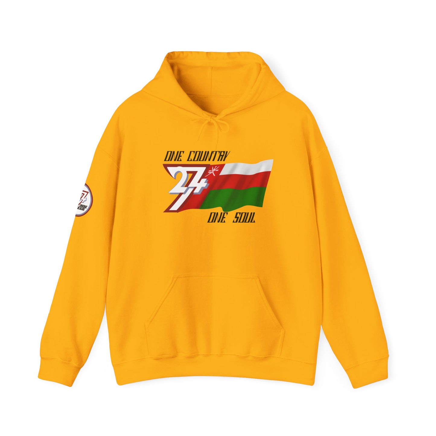 Unique Design 24/7 Oman Flag Printed Unisex custom Hoodie gold