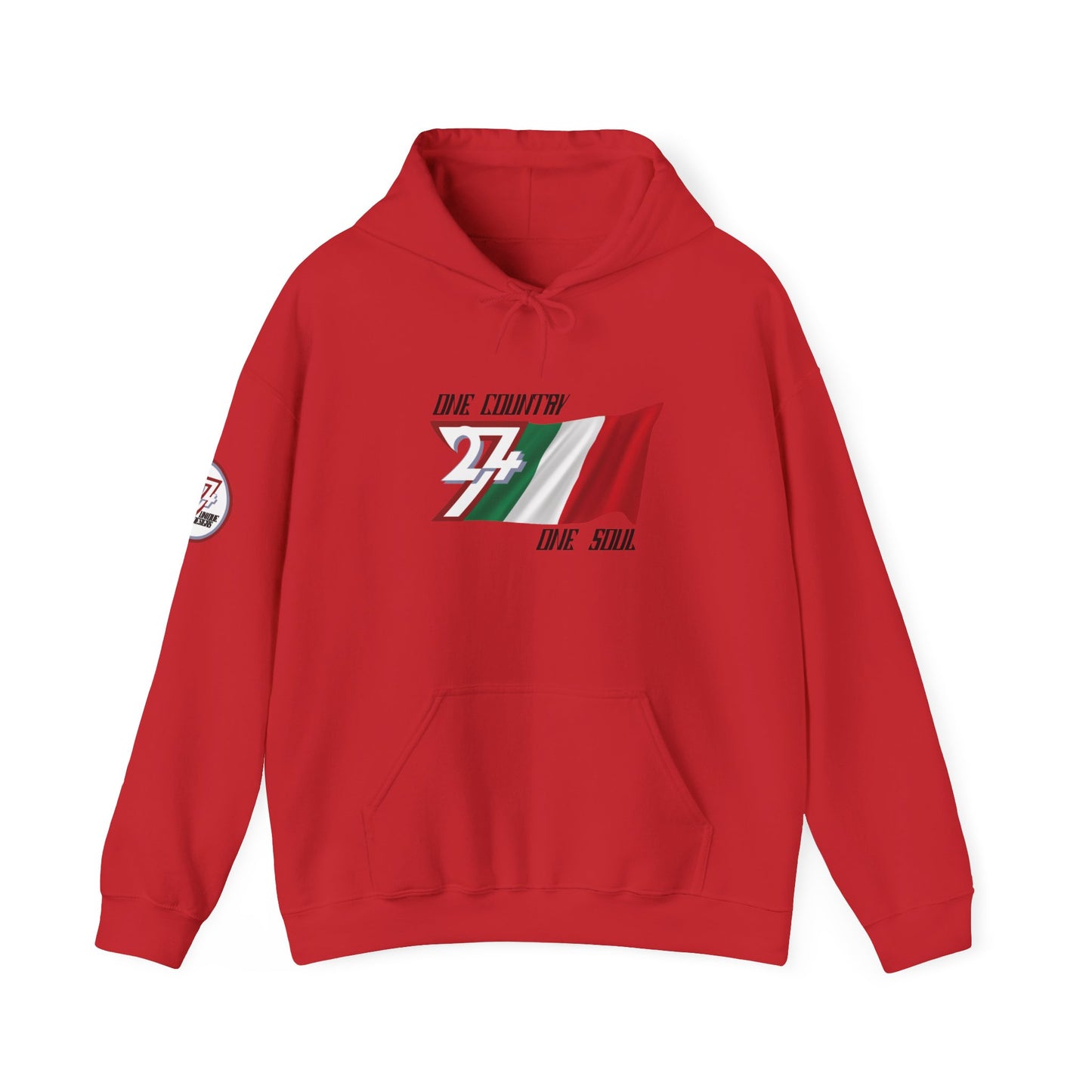 Unique Design 24/7 Italy Flag Printed Unisex custom Hoodie red