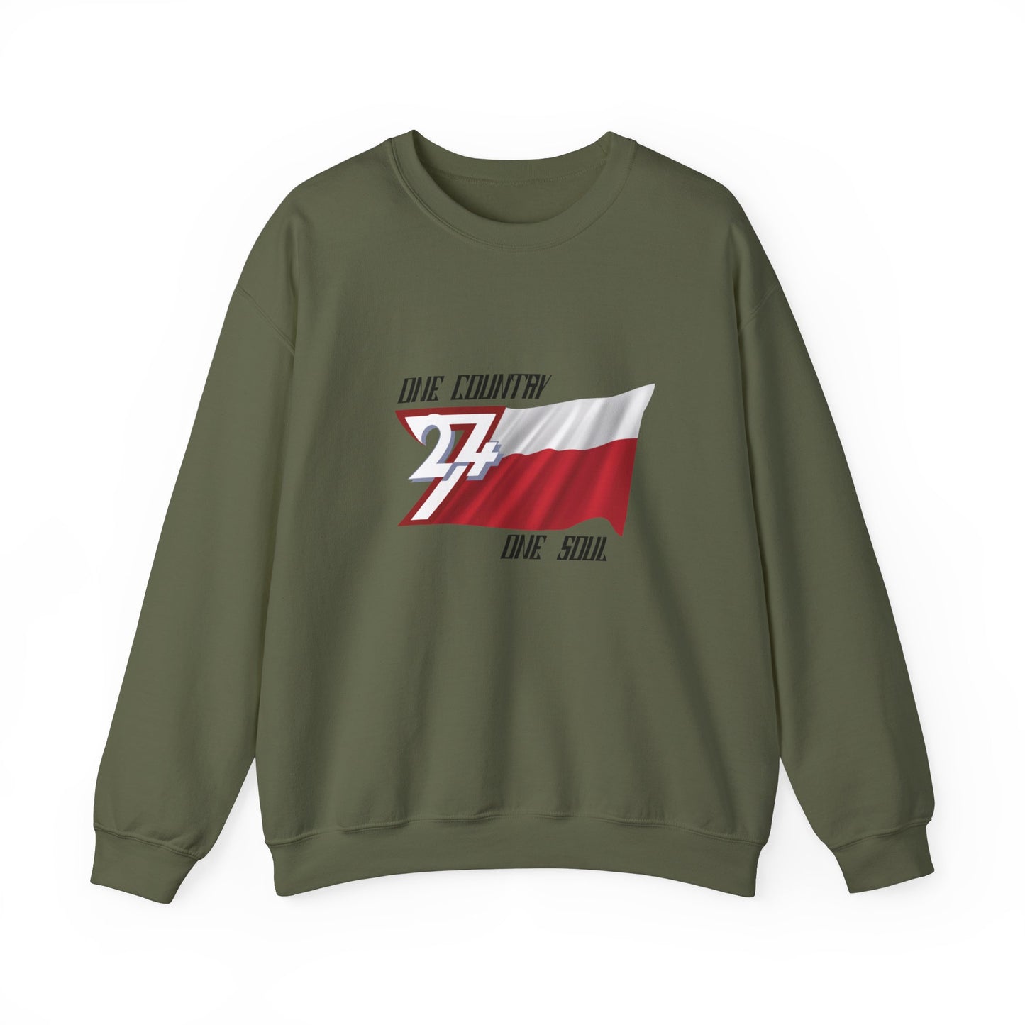 Unique Design Poland Flag sweatshirt military green