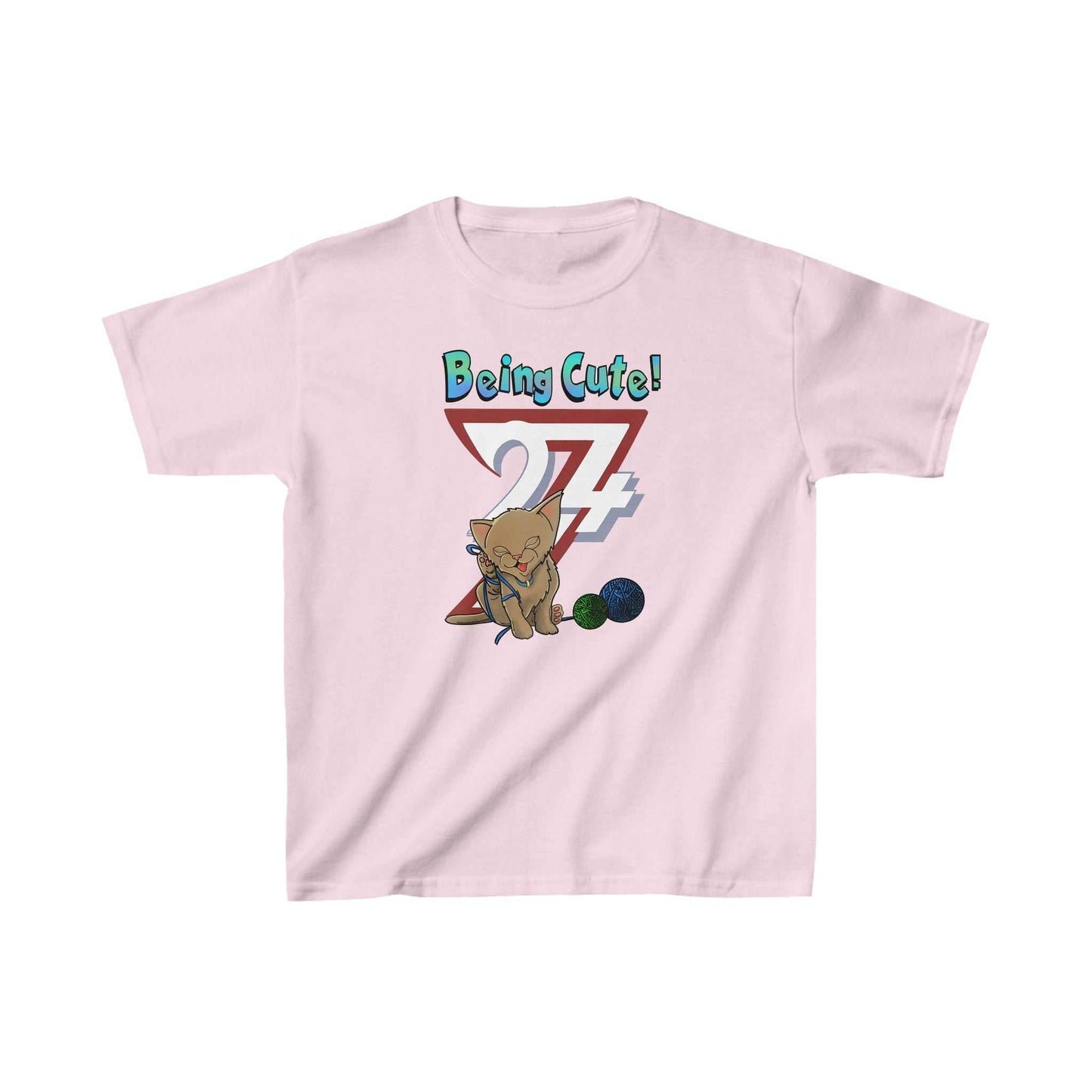 Unique Design Kids cat on t-shirt Being Cute Kitty light pink