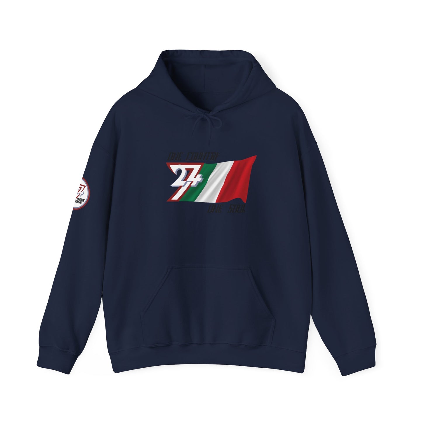 Unique Design 24/7 Italy Flag Printed Unisex custom Hoodie navy