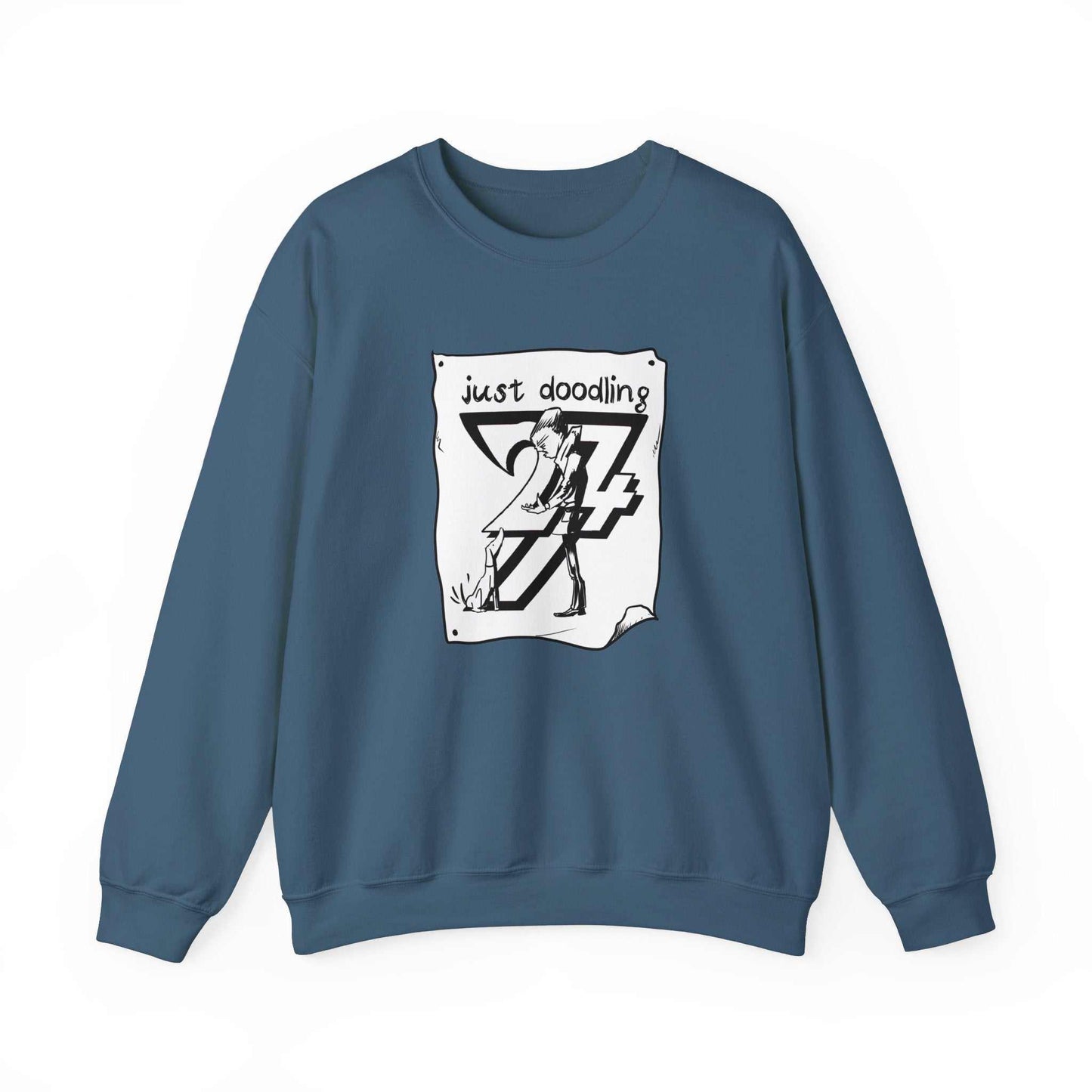 Unique Design Just Doodling Dog Owner Heavy Blend™ Crewneck Sweatshirt indigo blue