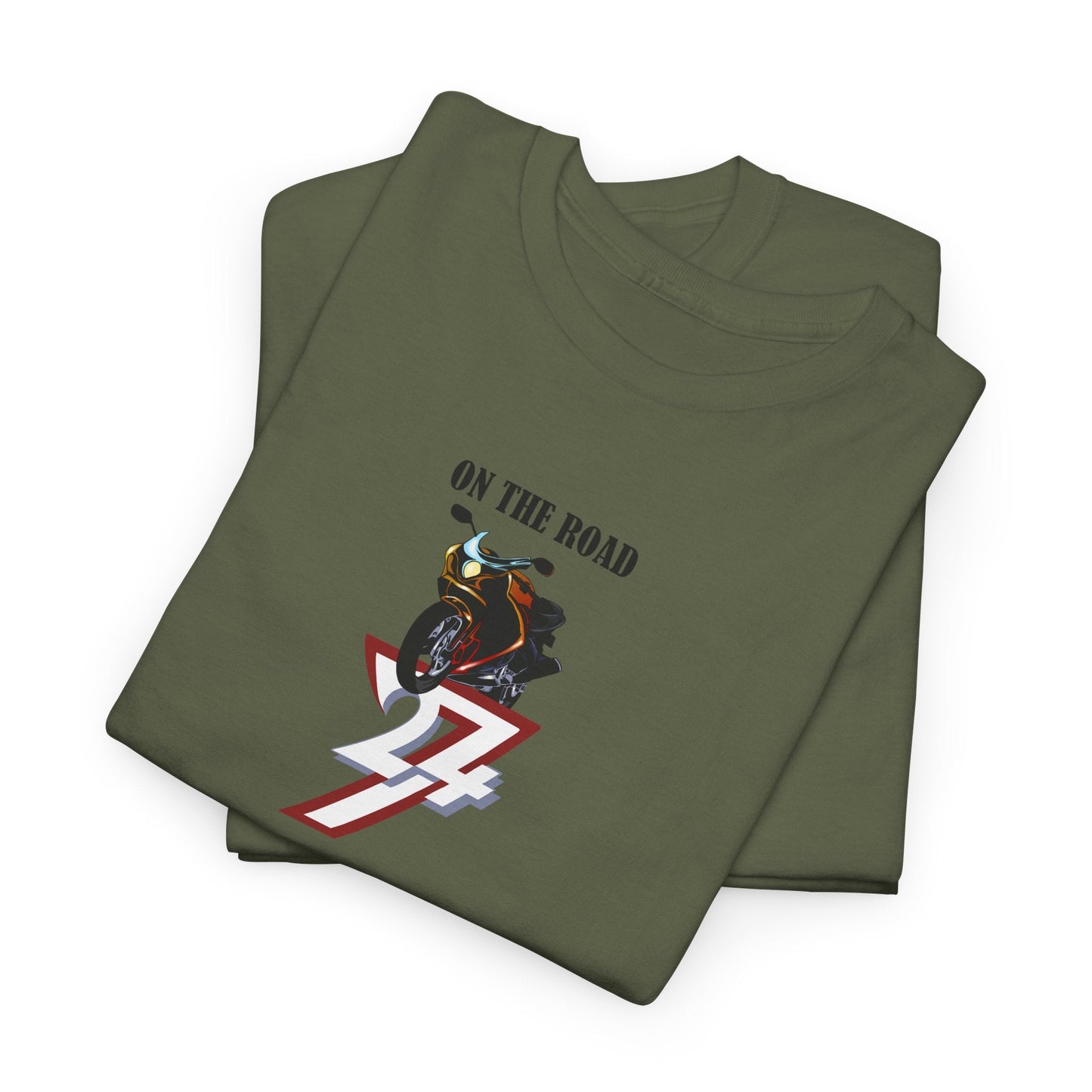 Unique Design On The Road Bike T-shirt military green