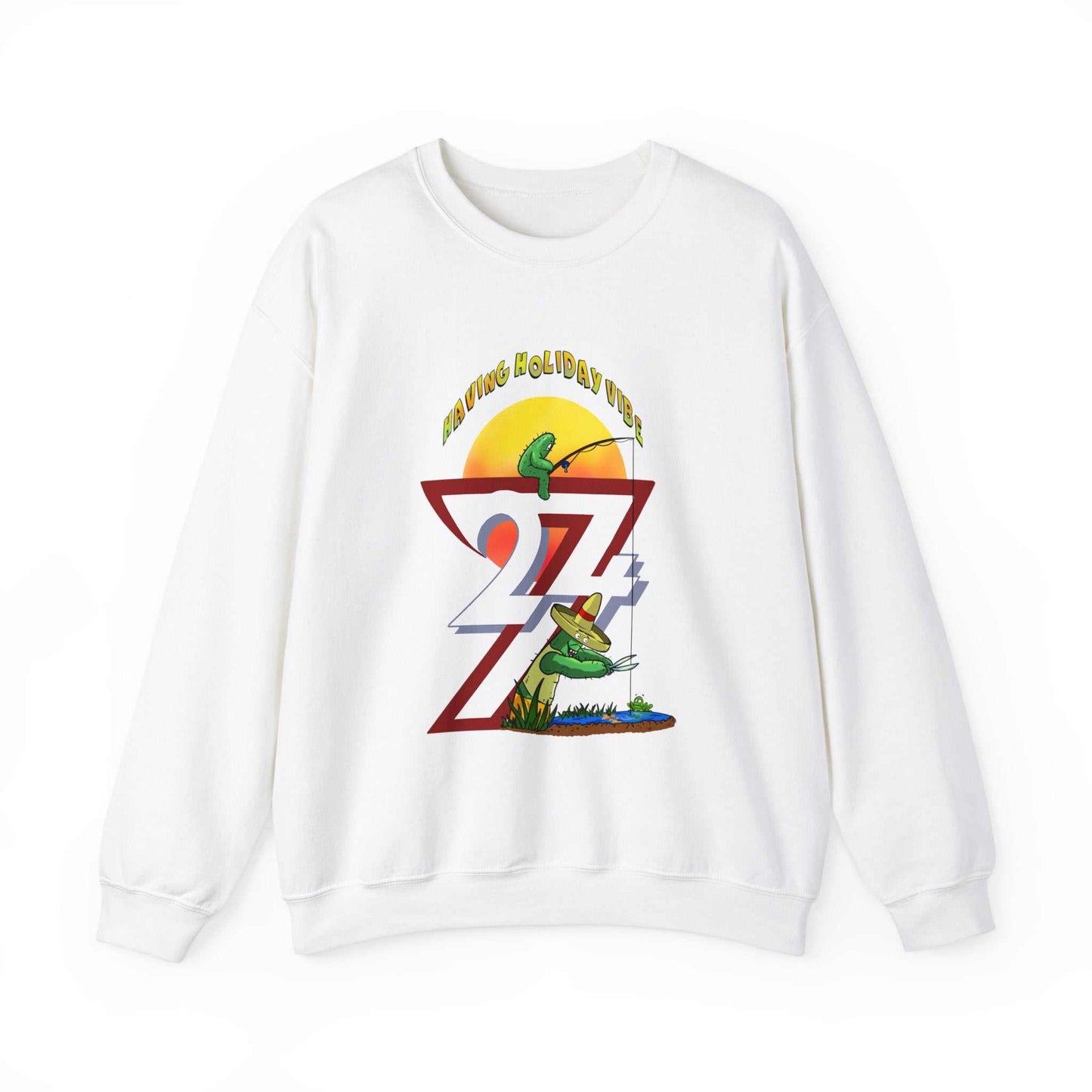 Unique Design Leonando and Littleando Fishing Heavy Blend™ Crewneck Sweatshirt white