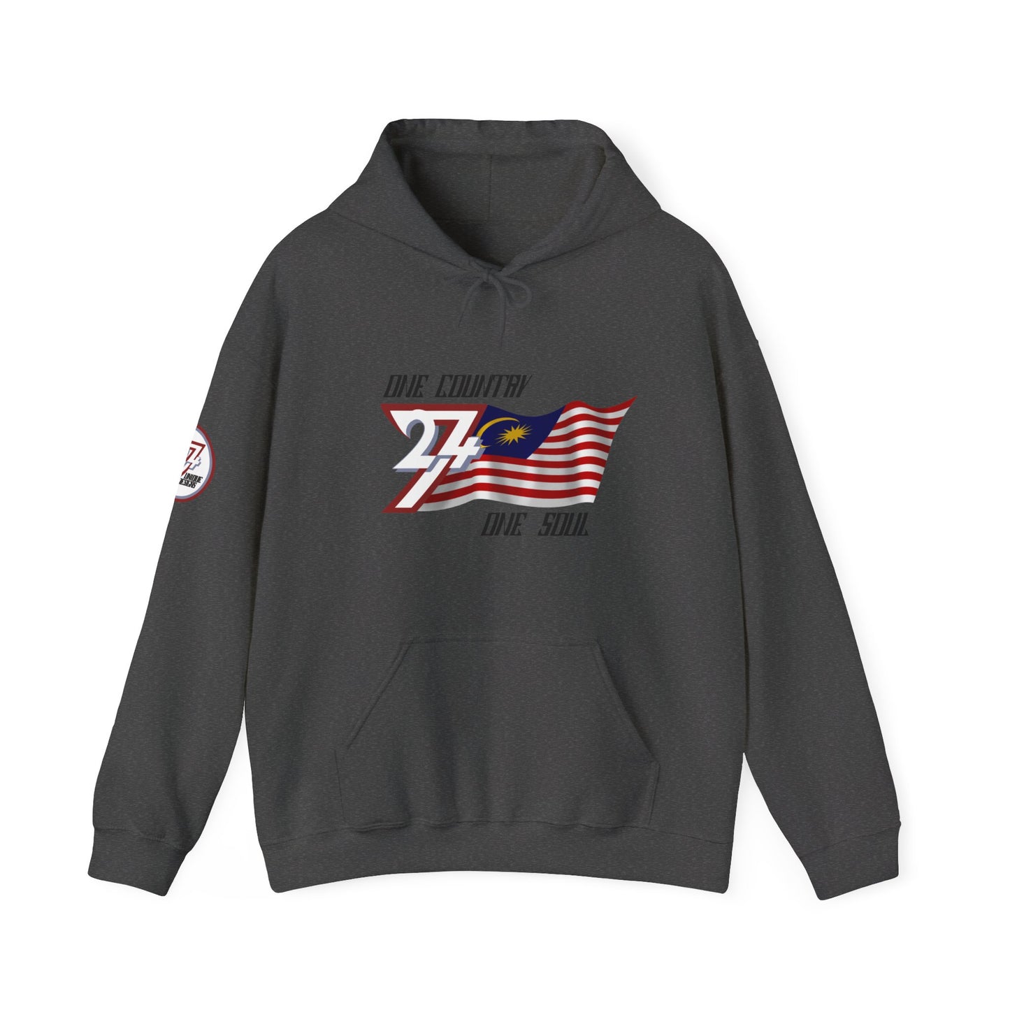 Unique Design 24/7 Malaysia Flag Printed Unisex custom Hoodie dark heather