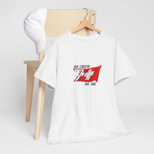 Unique Design 24/7 Switzerland Flag Printed Unisex custom T-shirt white