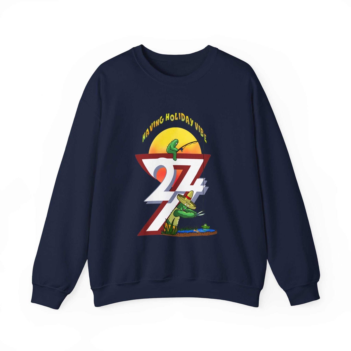 Unique Design Leonando and Littleando Fishing Heavy Blend™ Crewneck Sweatshirt navy