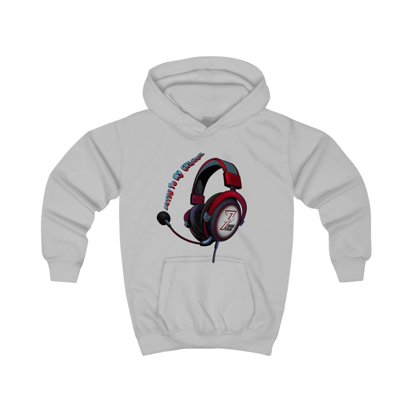 Unique Design kids clothing Kids Hoodie Listen To My Channel light grey