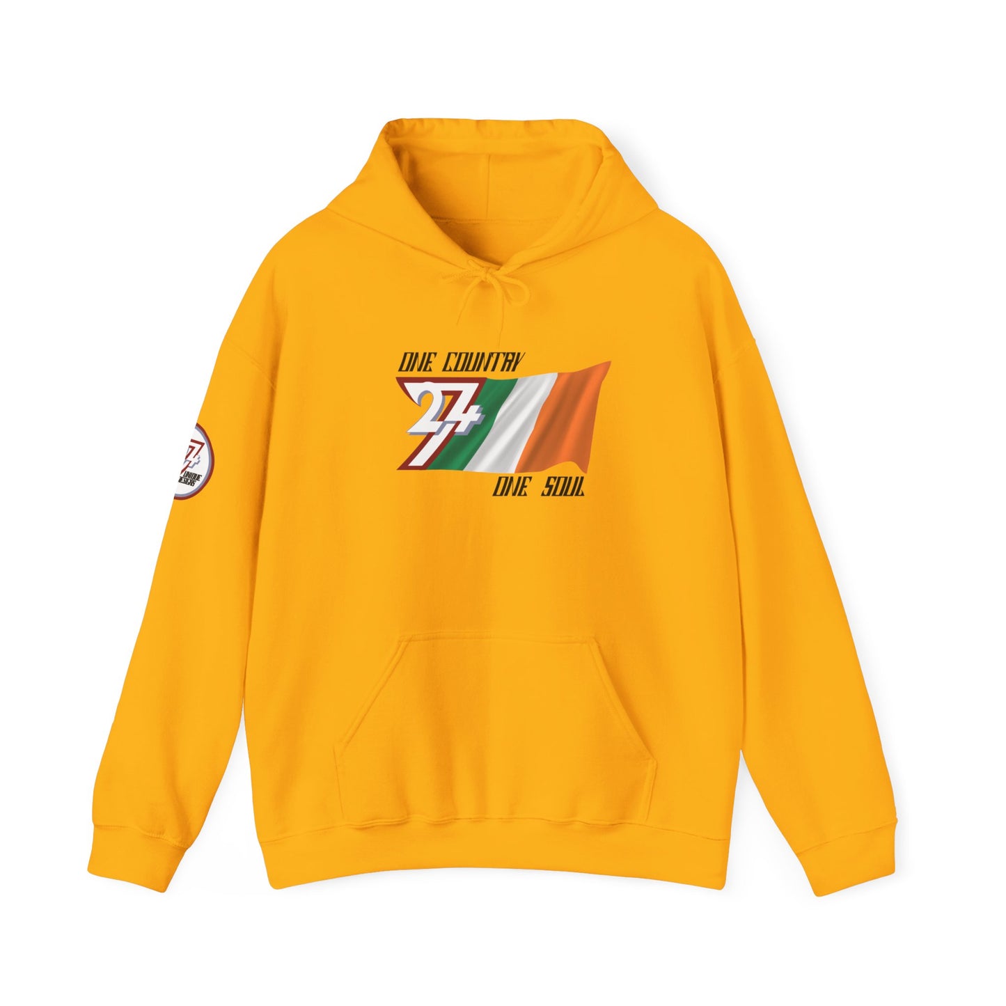 Unique Design 24/7 Ireland Flag Printed Unisex custom Hoodie gold